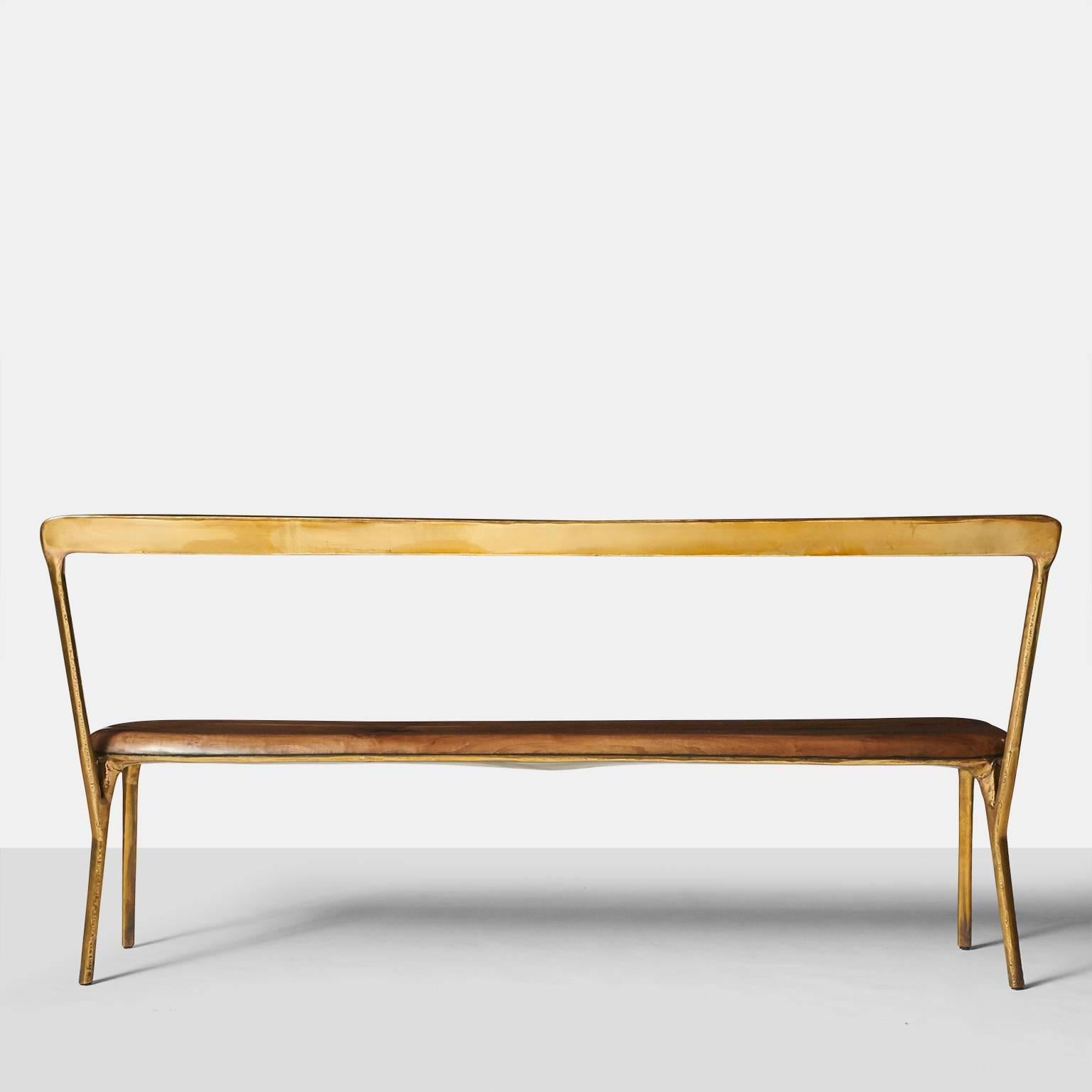 Bench with Back in Brass by Valentin Loellmann In Excellent Condition In San Francisco, CA