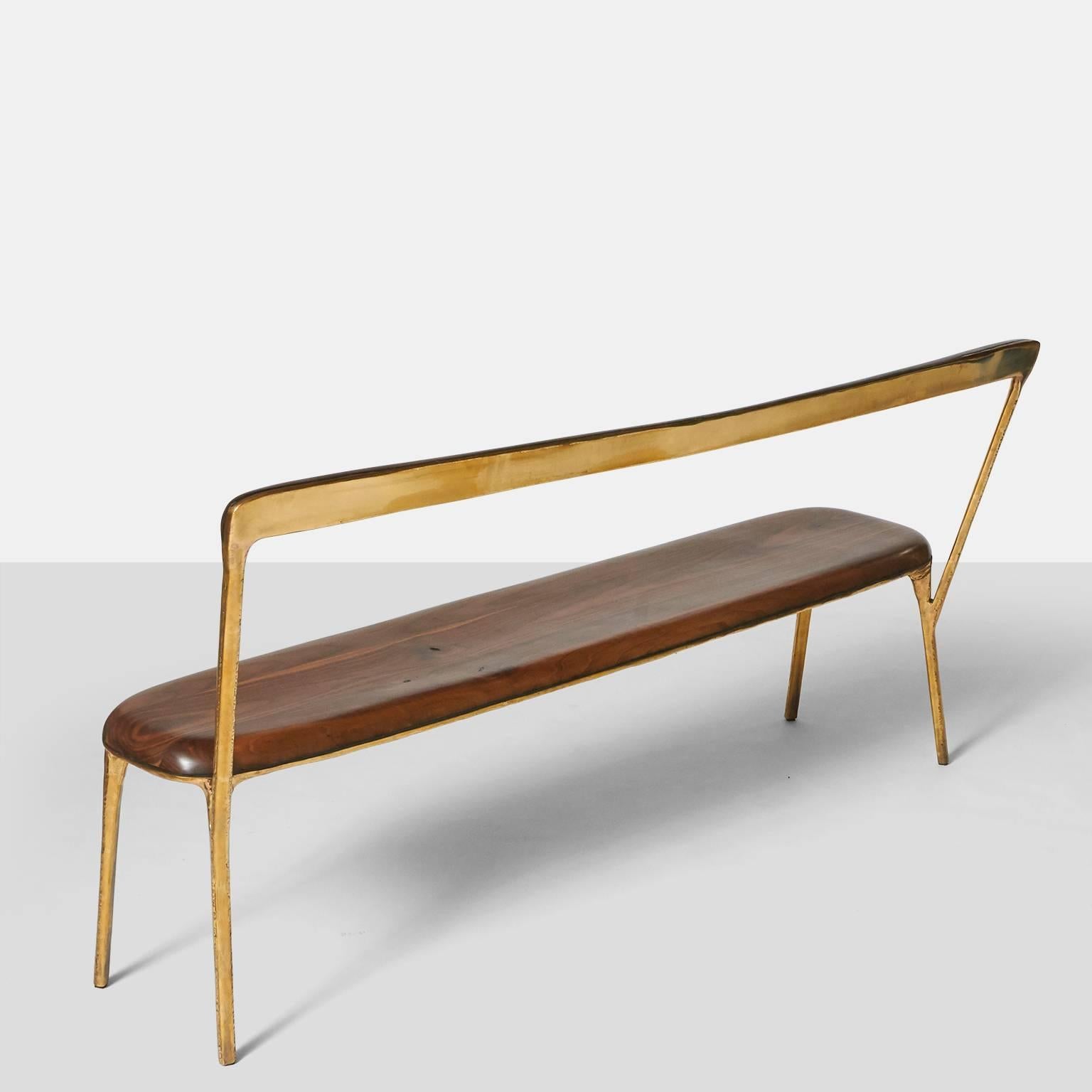 Contemporary Bench with Back in Brass by Valentin Loellmann