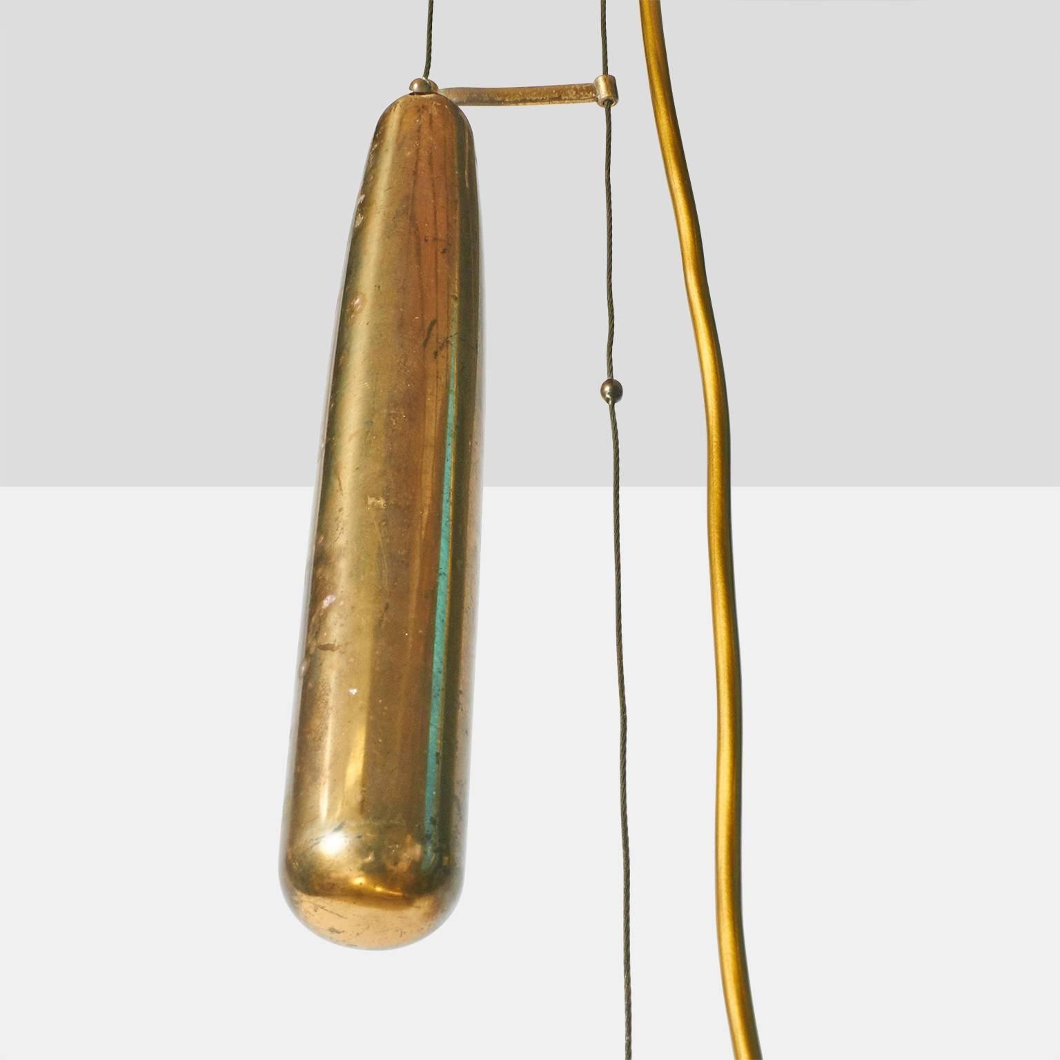 Scandinavian Modern Large Counter Weight Chandelier by Paavo Tynell