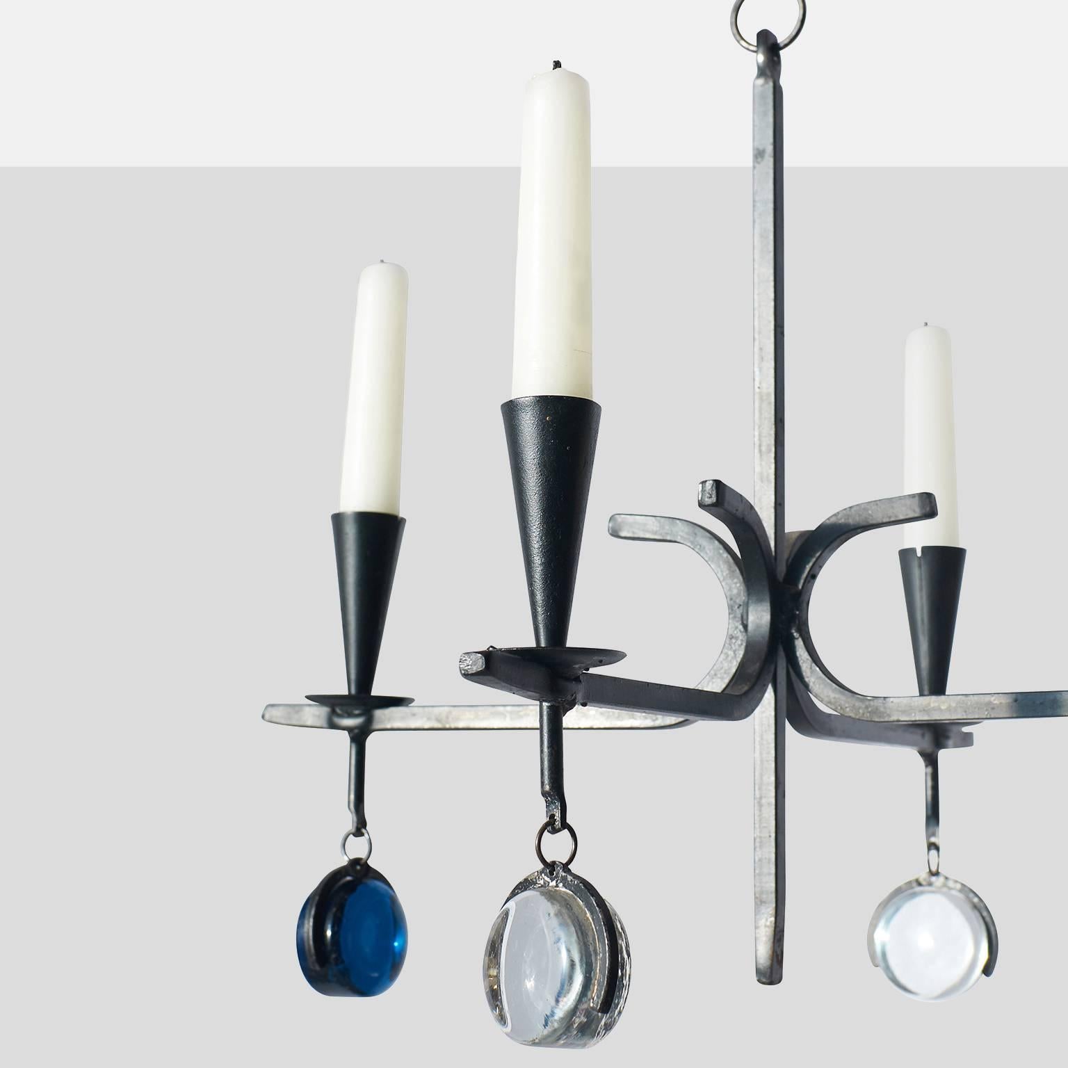 Scandinavian Modern Chandelier with Four Arms by Gunnar Ander For Sale
