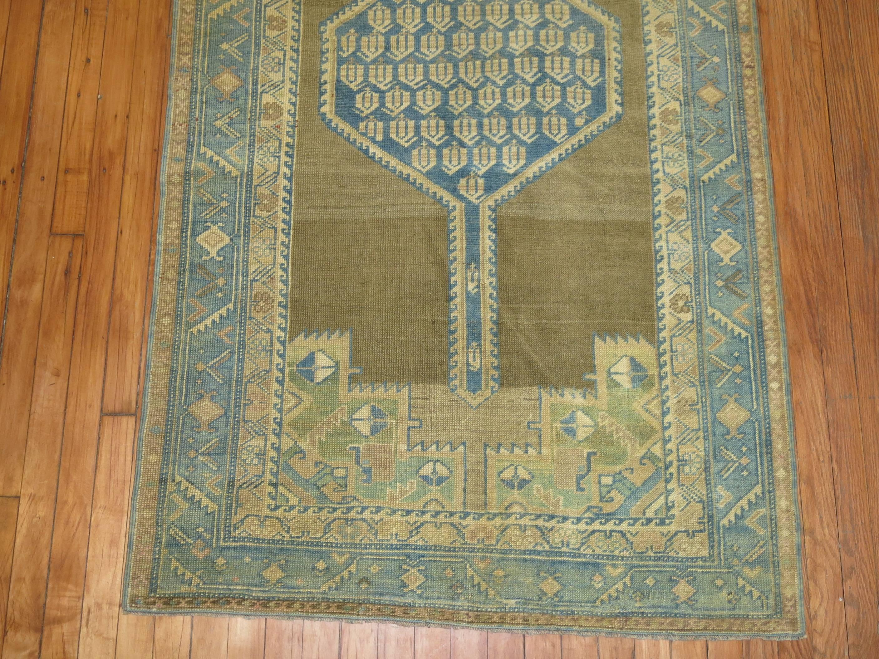 Hand-Knotted Antique Persian Runner with Triple Medallion Motif