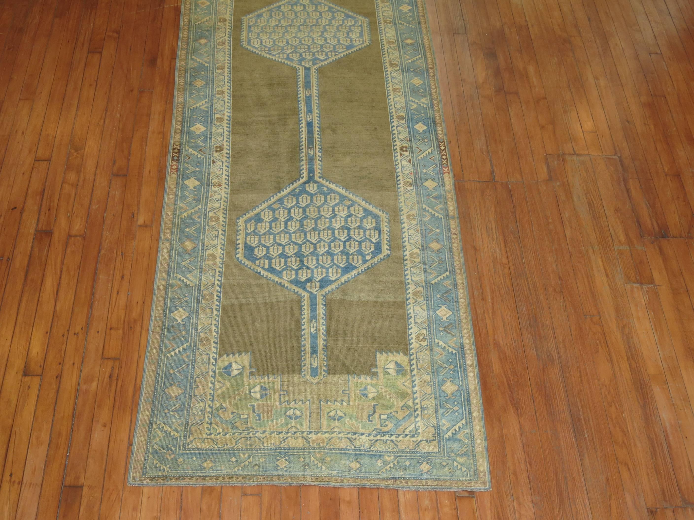 Antique Persian Runner with Triple Medallion Motif In Excellent Condition In New York, NY