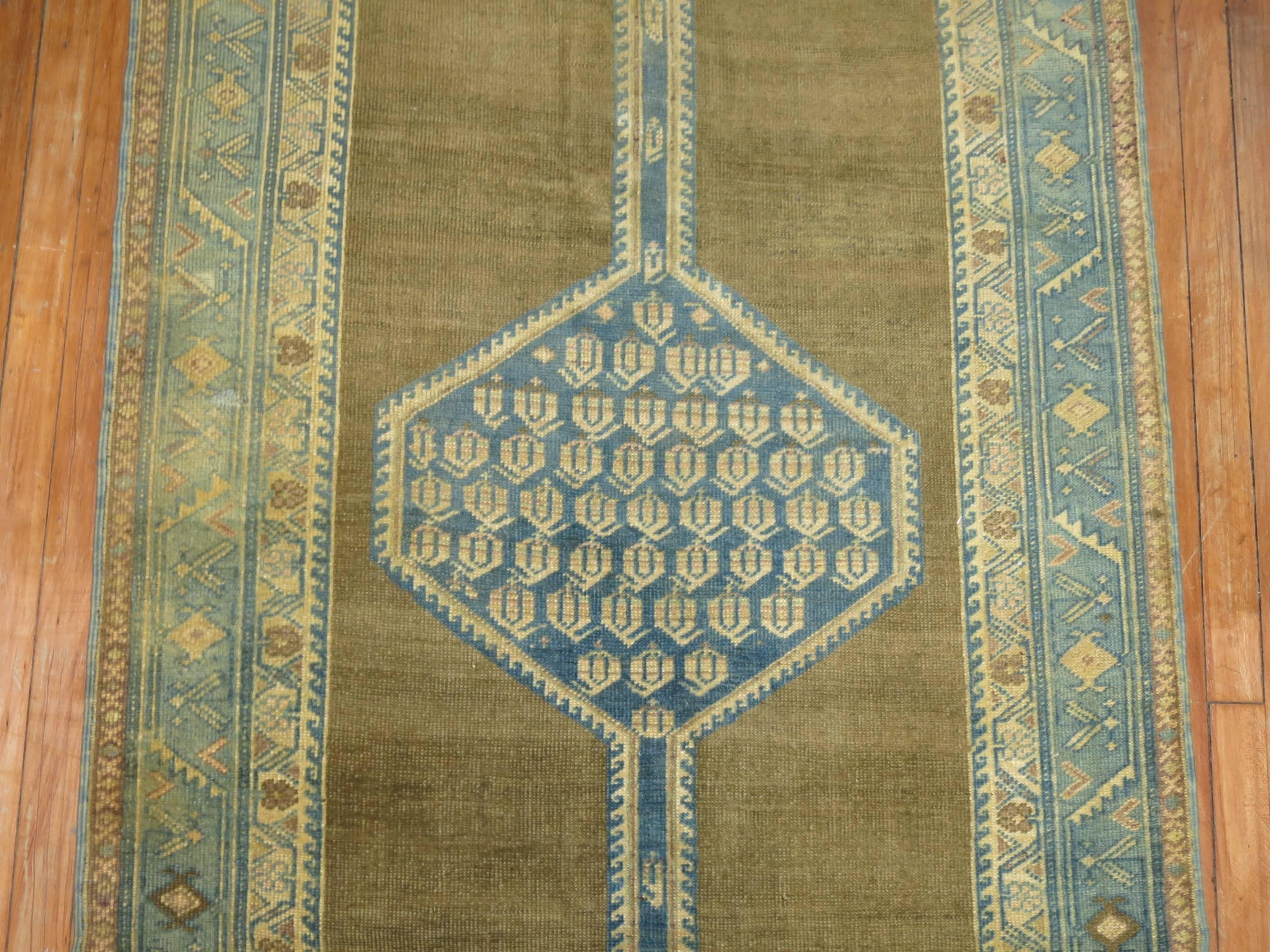 20th Century Antique Persian Runner with Triple Medallion Motif