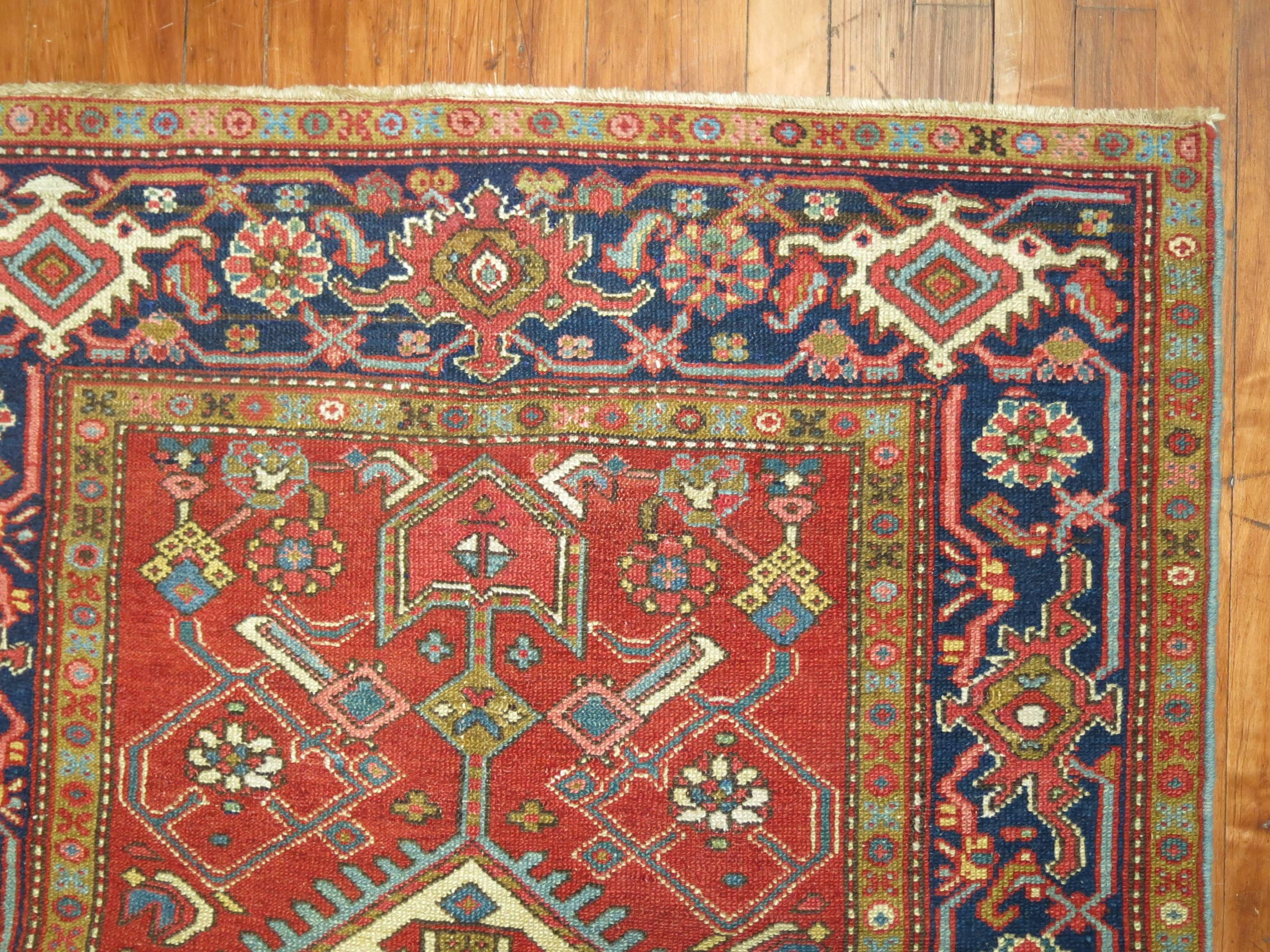 Rich colored antique Persian Serapi runner.

Fine 19th century antique Serapi carpets include some of the most rare and desirable runner size decorative Persian carpets. Woven in the rugged mountains of Northwest Persia, Serapi rugs are a distinct
