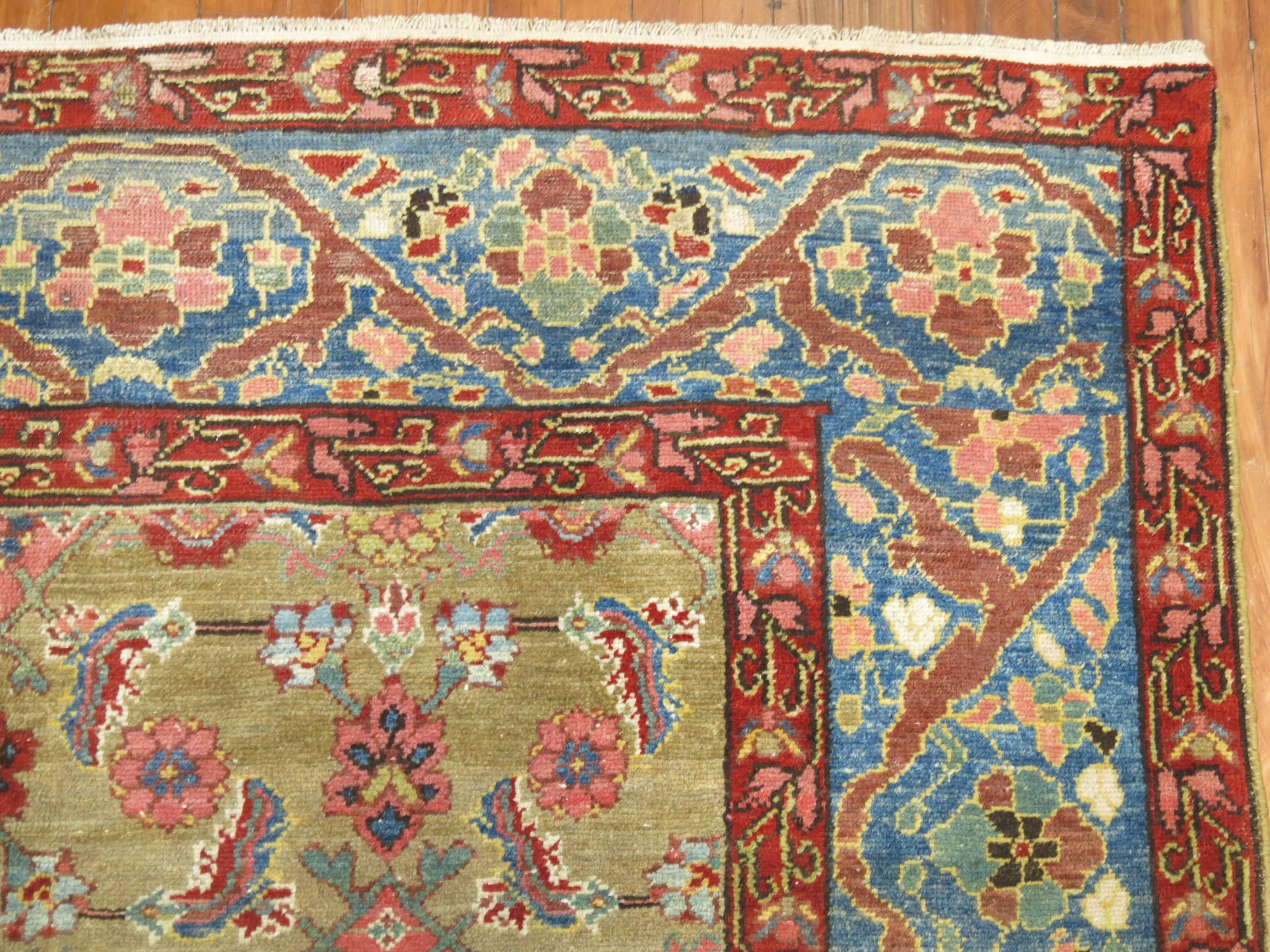 Bakshaish Antique Persian Malayer Gallery Blue Border Rug