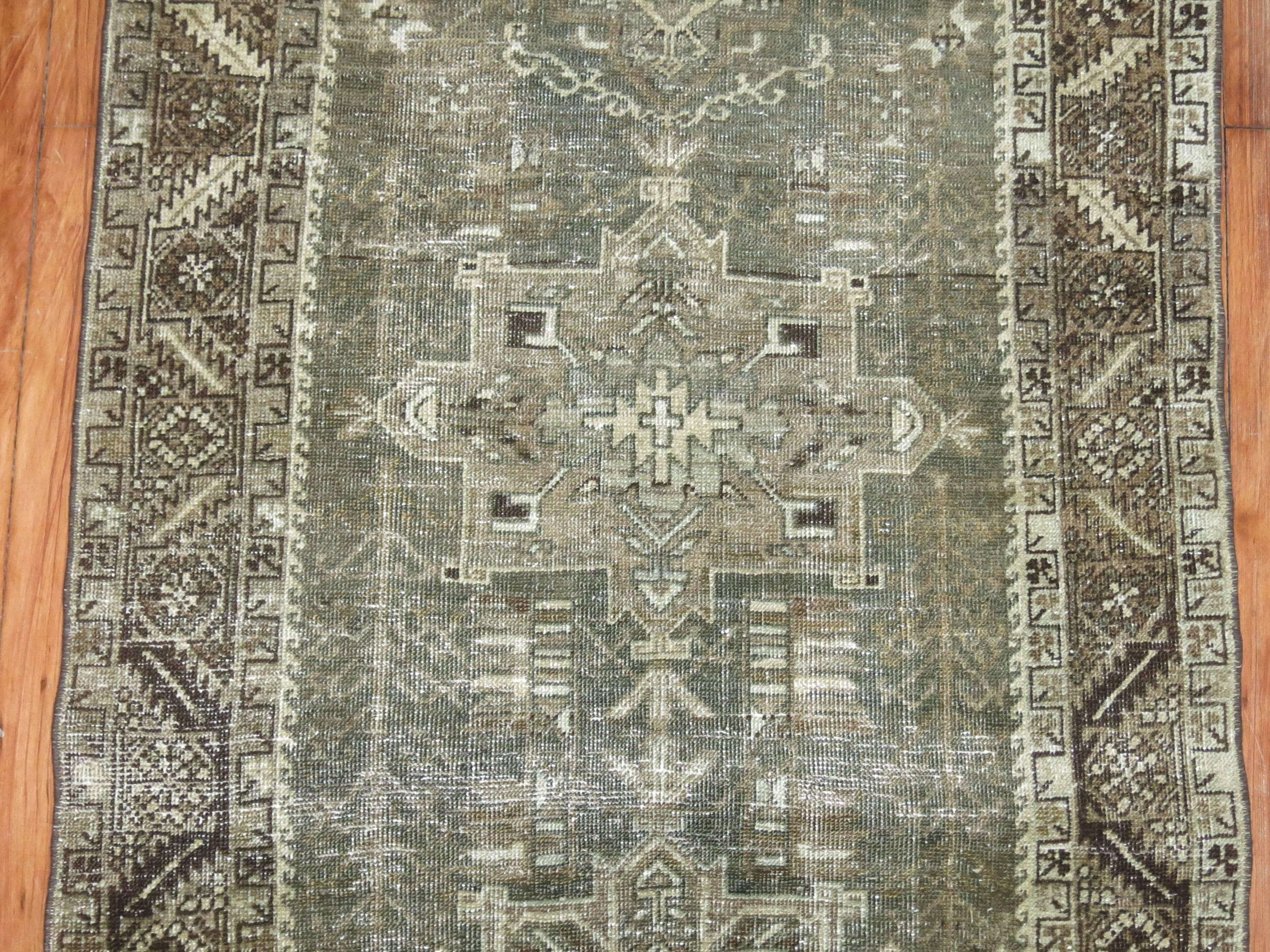 Silver Antique Persian Heriz Runner In Good Condition In New York, NY