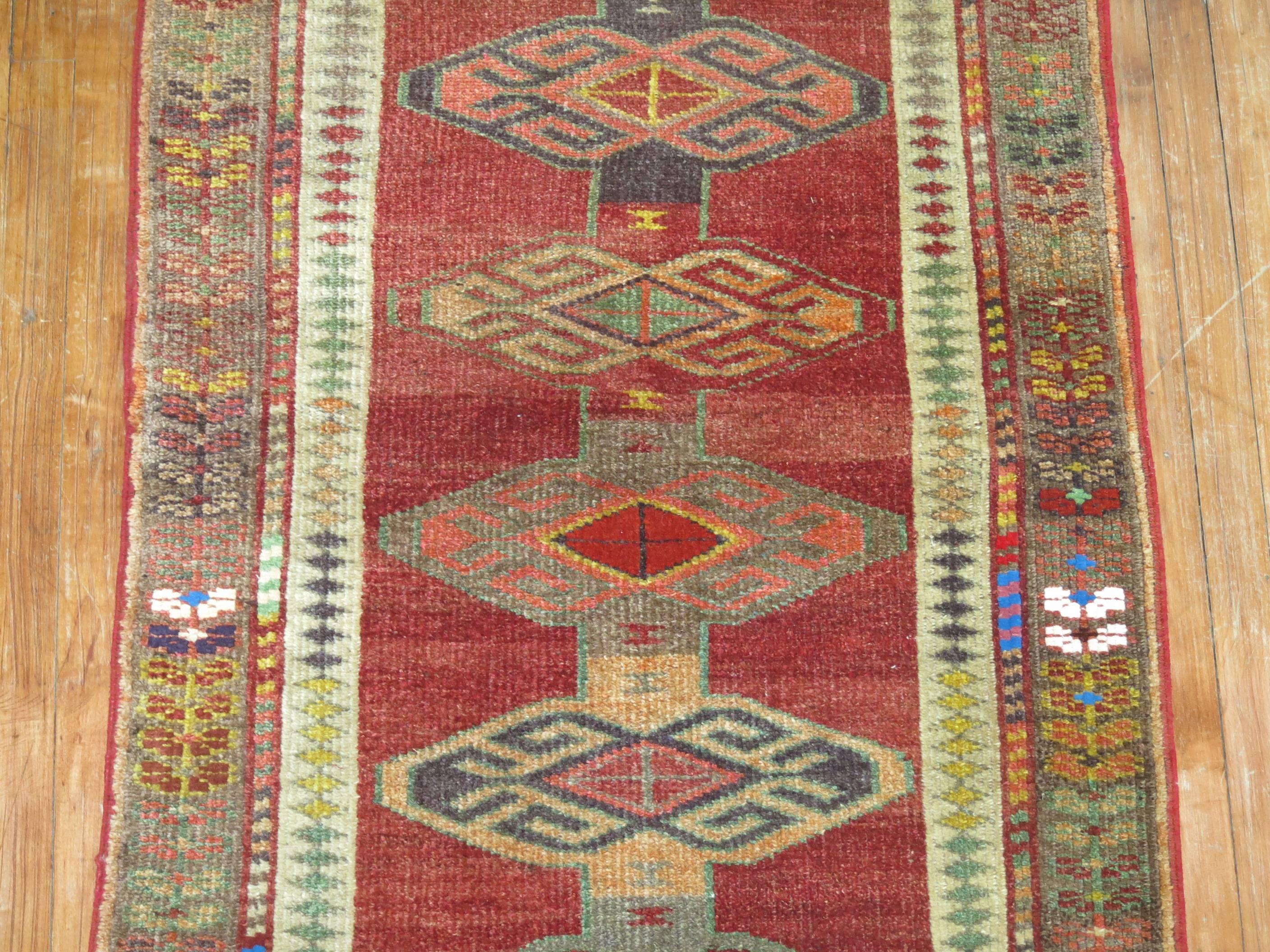 Tribal Zabihi Collection Mid-Century Armenian Kurd Runner For Sale