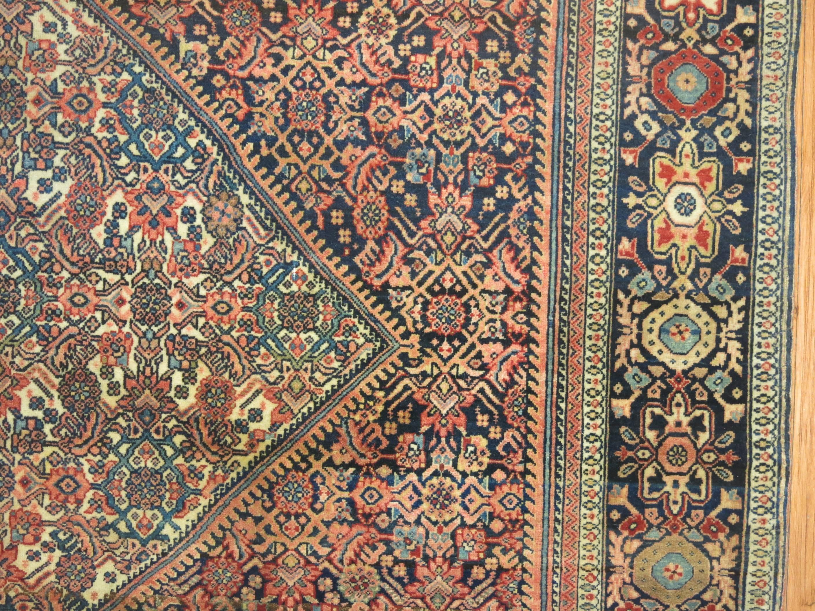 An authentic late 19th century Persian Sarouk Ferahan rug with herati field and medallion. Excellent Pile and condition for its age. Would make for a superb wall piece too if needed.

4'2'' x 6'4''

Sarouk Ferahan antique Persian rugs often match