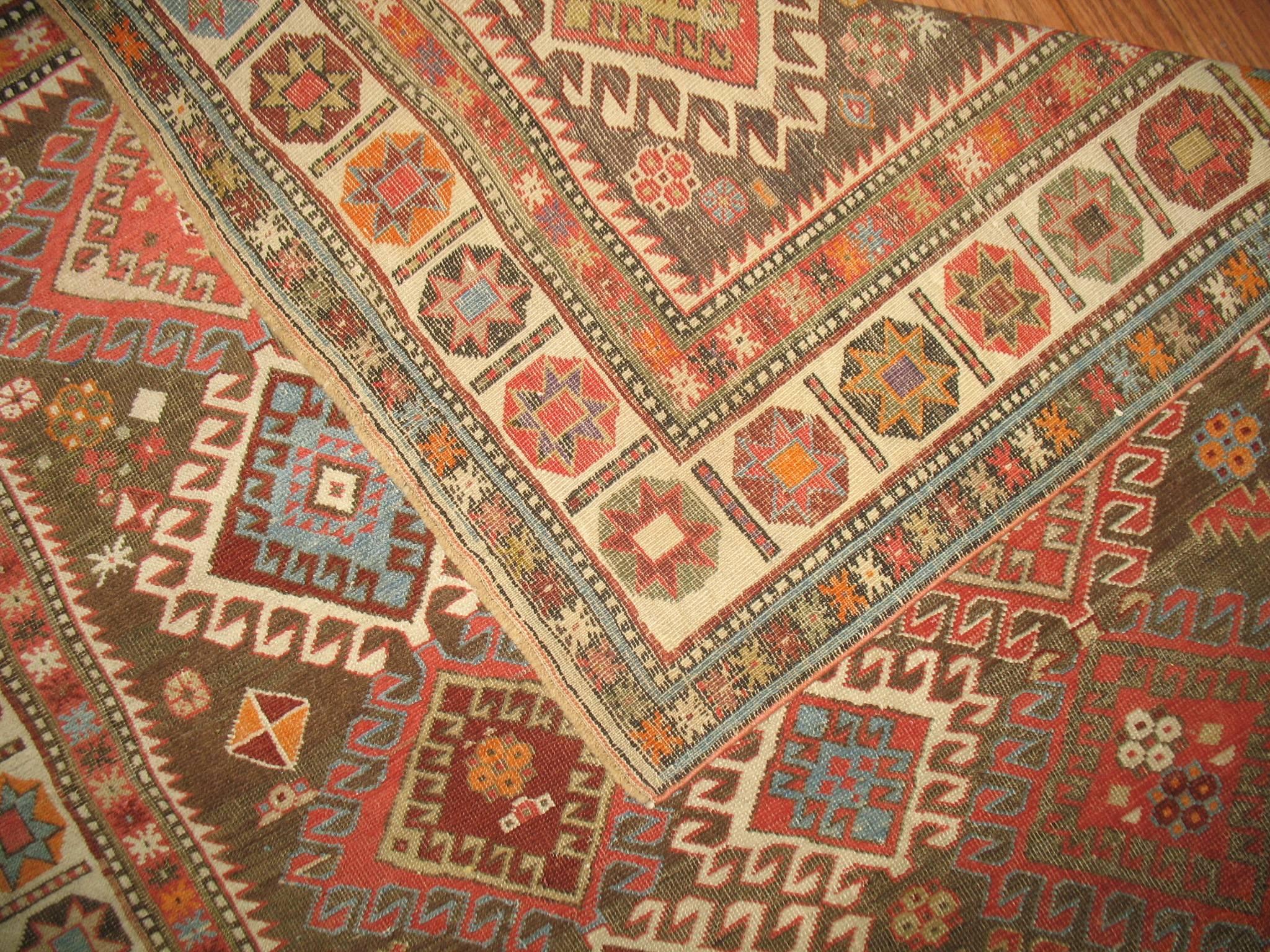 Decorative Antique Shirvan Caucasian Rug In Excellent Condition In New York, NY