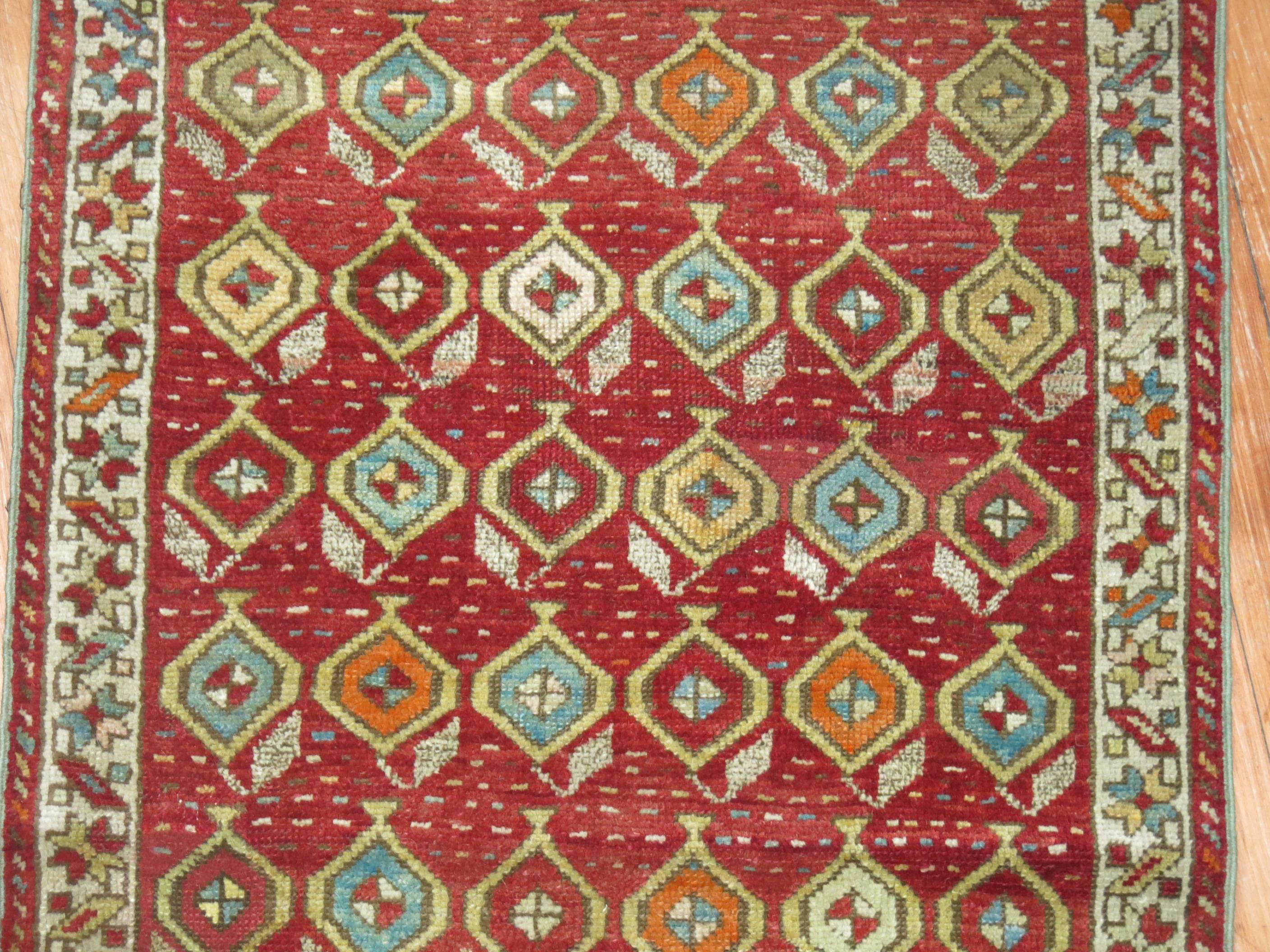 Zabihi Collection Narrow Antique Turkish Melas Runner In Good Condition For Sale In New York, NY