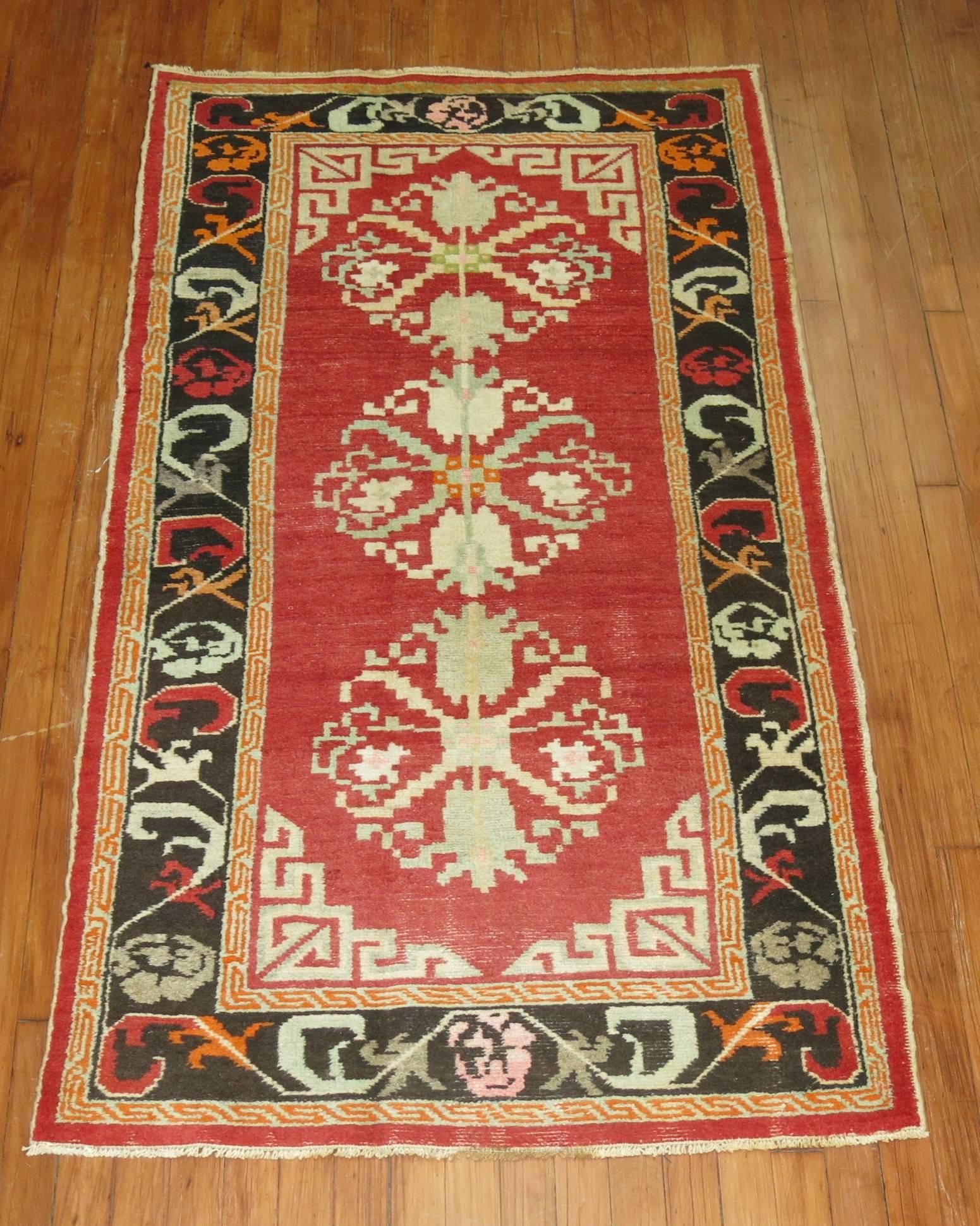 A vintage Turkish rug with some Mongolian design characteristics 