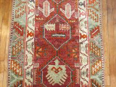 Brown Burgundy 20th Century Geometric Vintage Armenian Runner