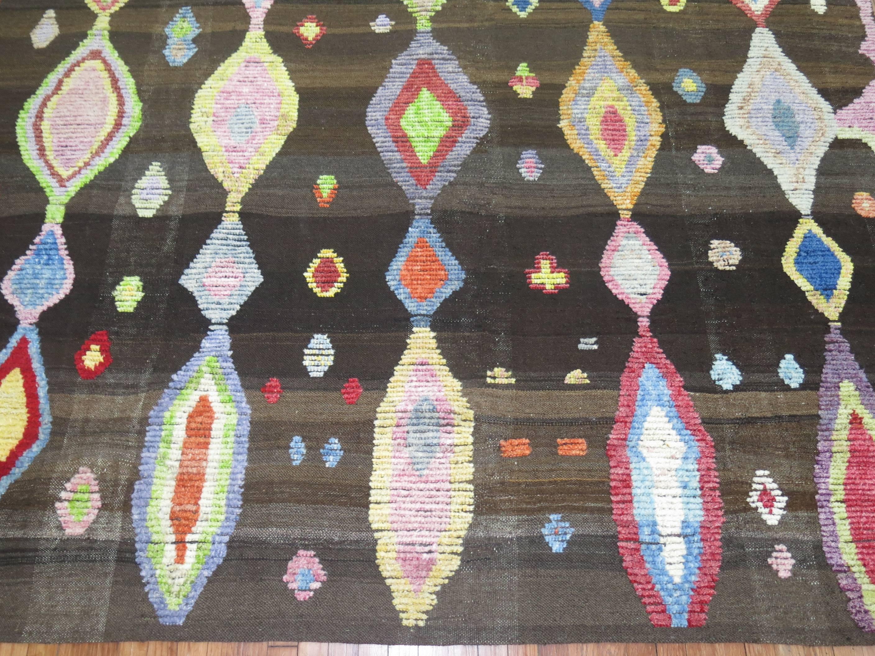 Organic Modern Kilim Composition Tulu Carpet