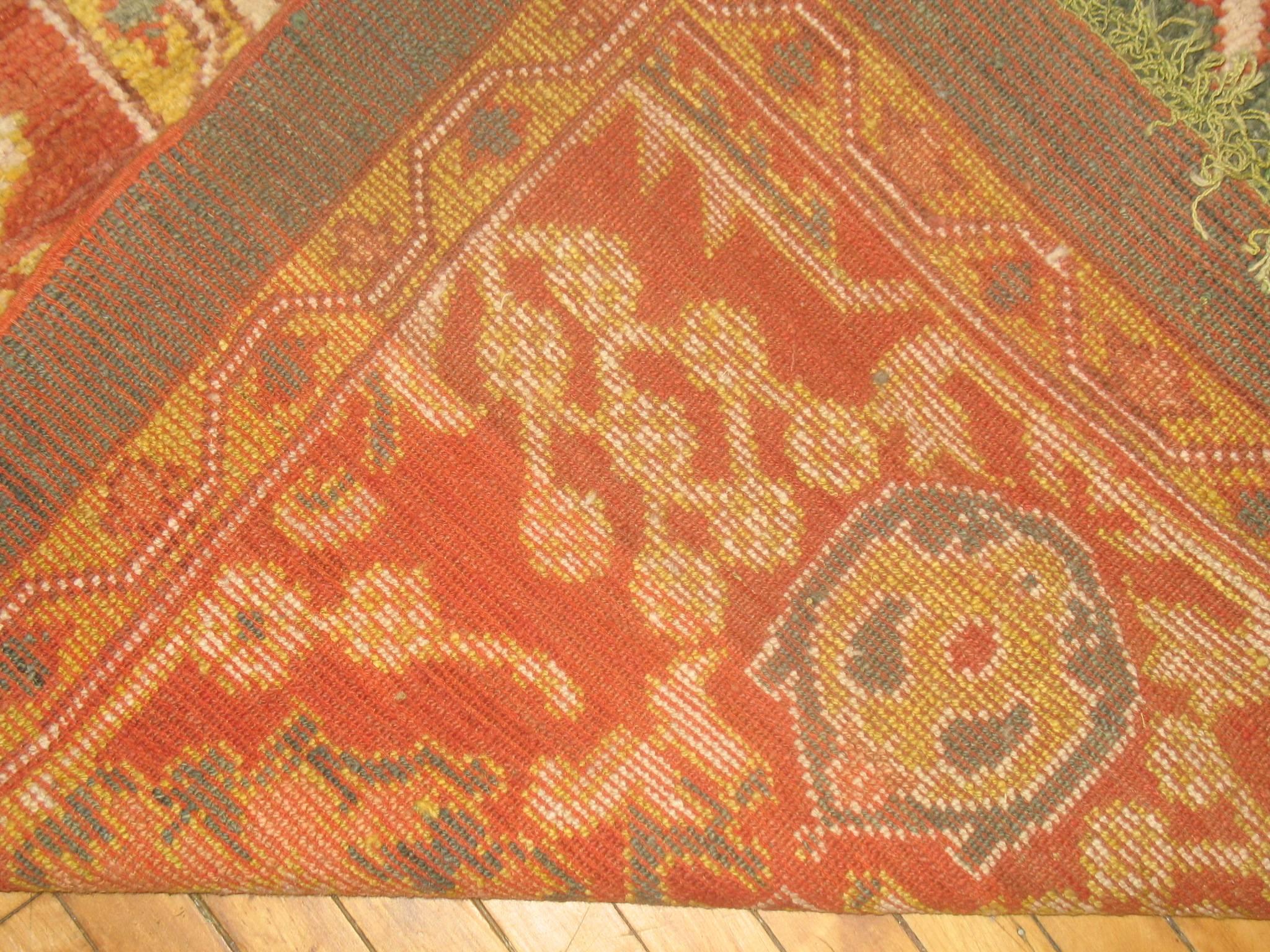 Square shape one of a kind Turkish wool Oushak Rug . 100 % vegetable dyed wool.