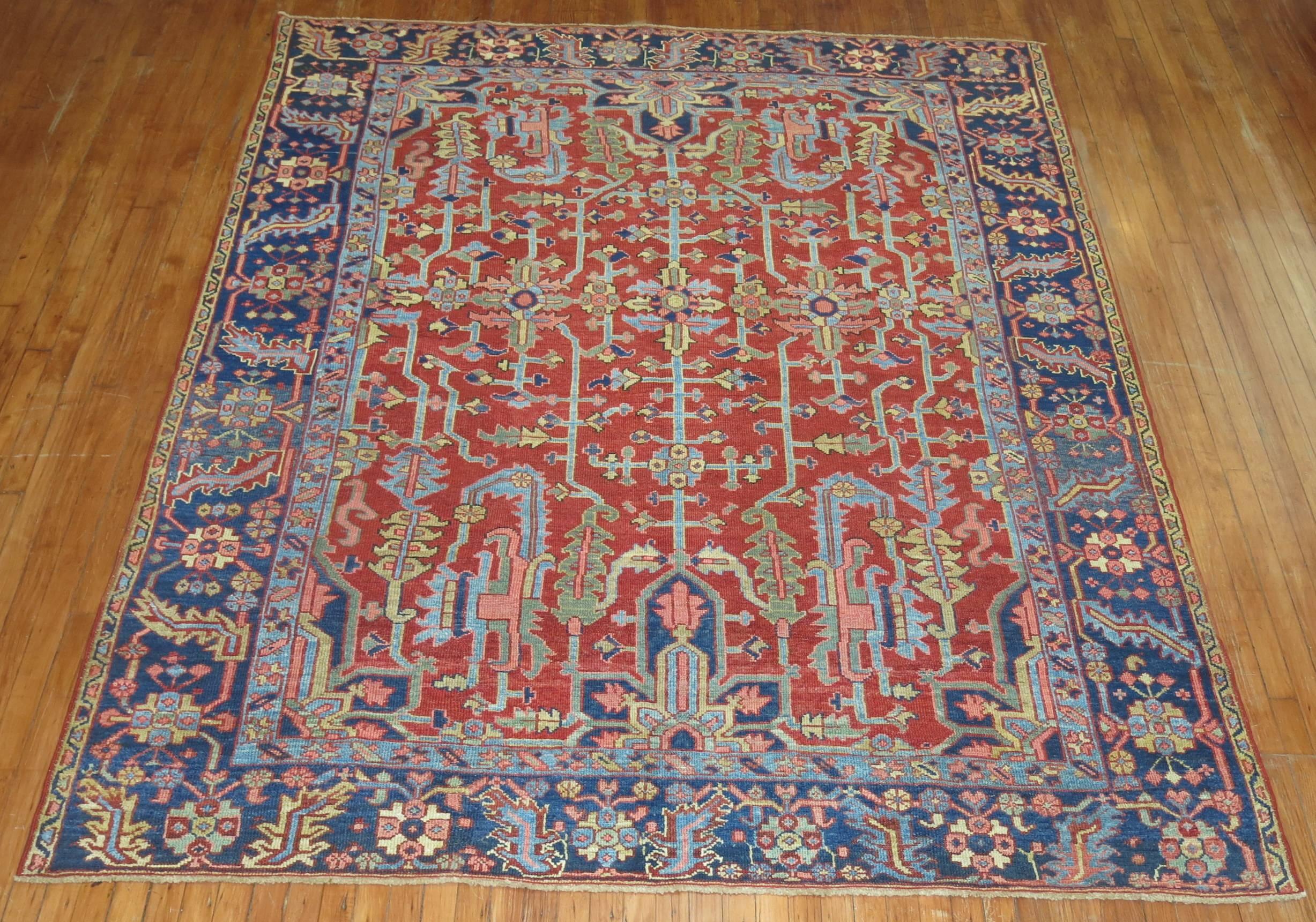 Spektakuläres Allover-Muster heller persischer Heriz-Teppich. 