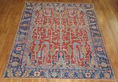 Zabihi Collection Colorful Antique Persian Heriz Square Rug