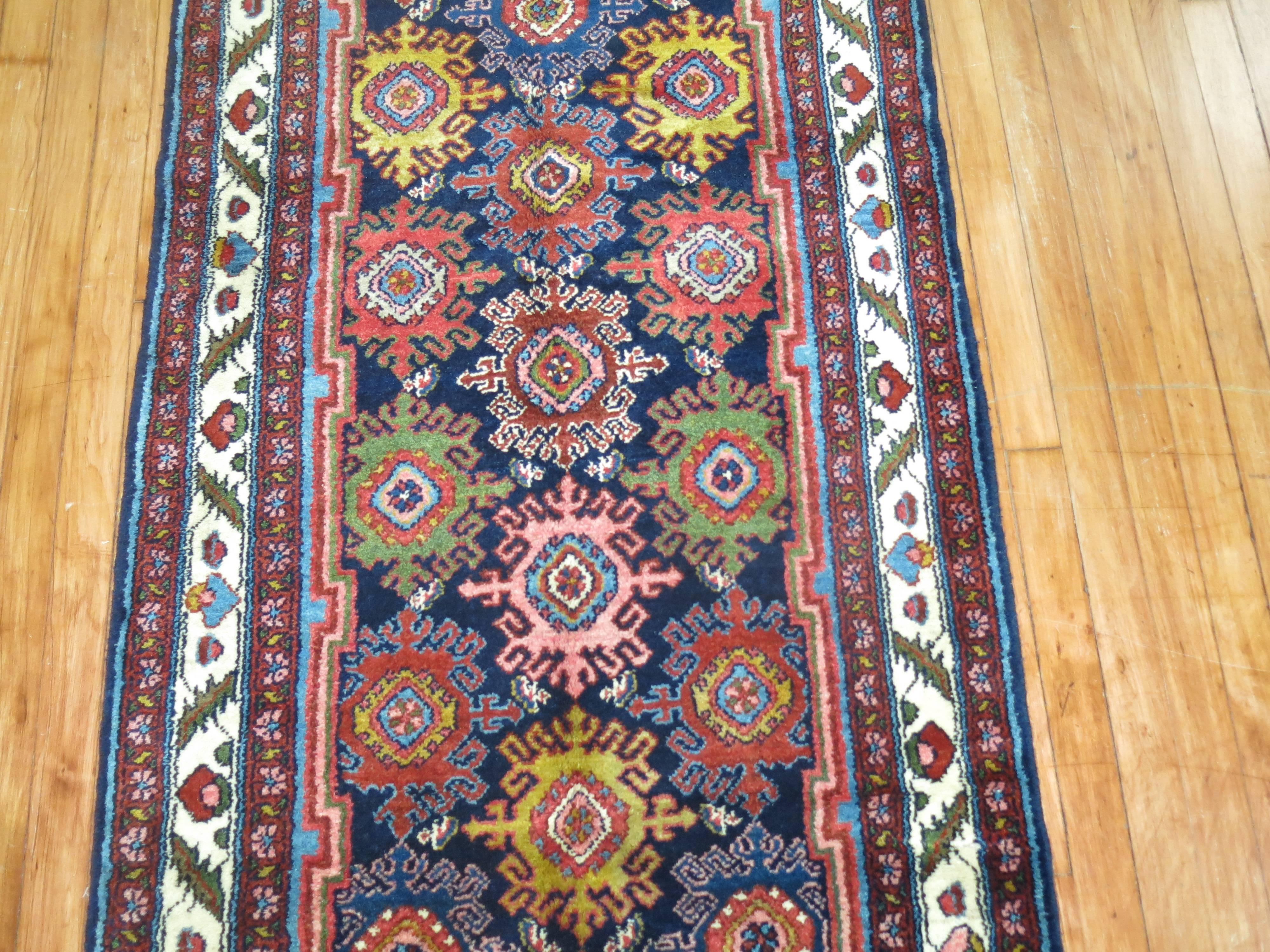 Jewel Toned Antique Persian Hamadan Runner In Excellent Condition In New York, NY