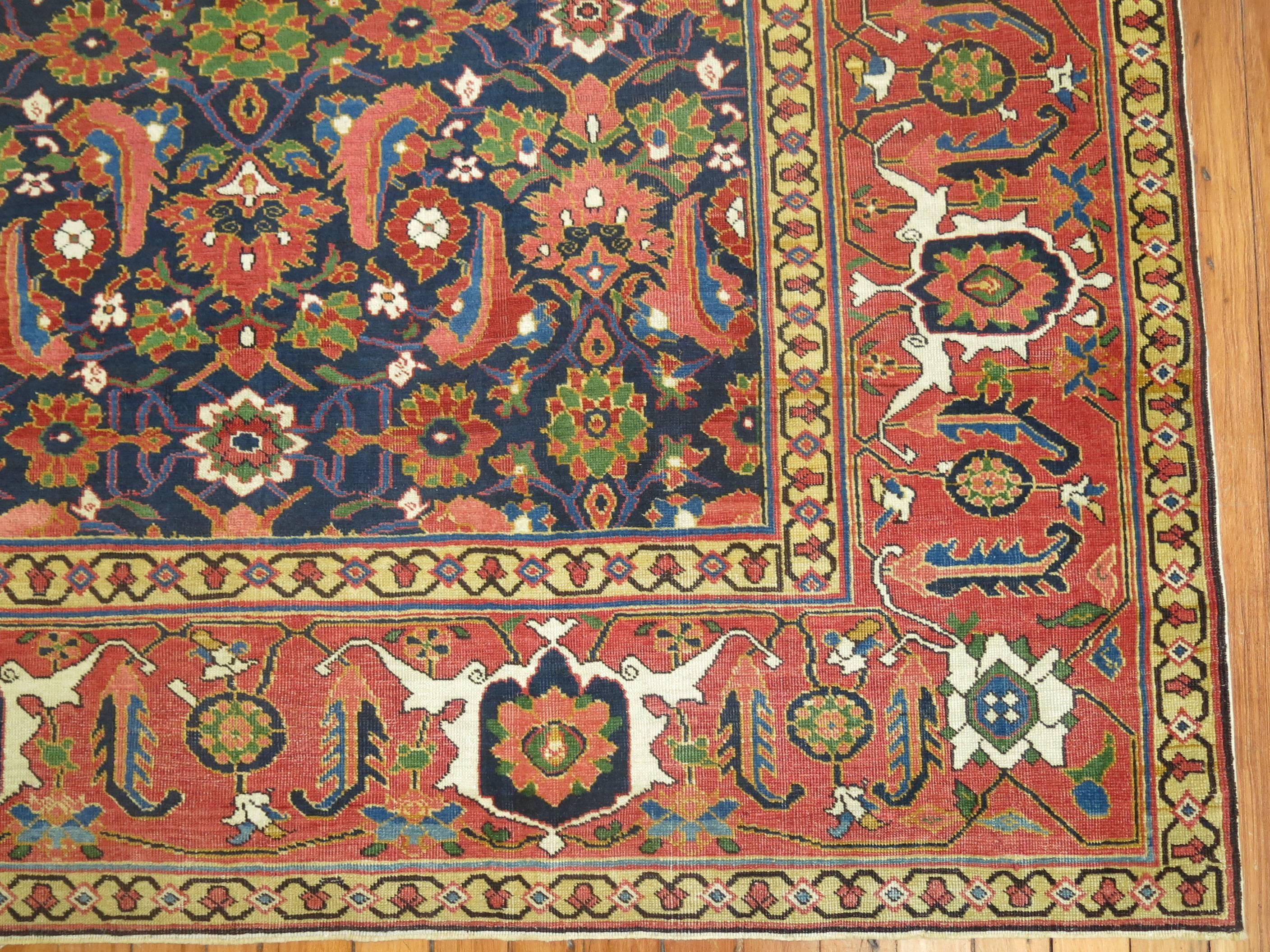 Hand-Knotted Antique Russian Caucasian Baku Rug For Sale