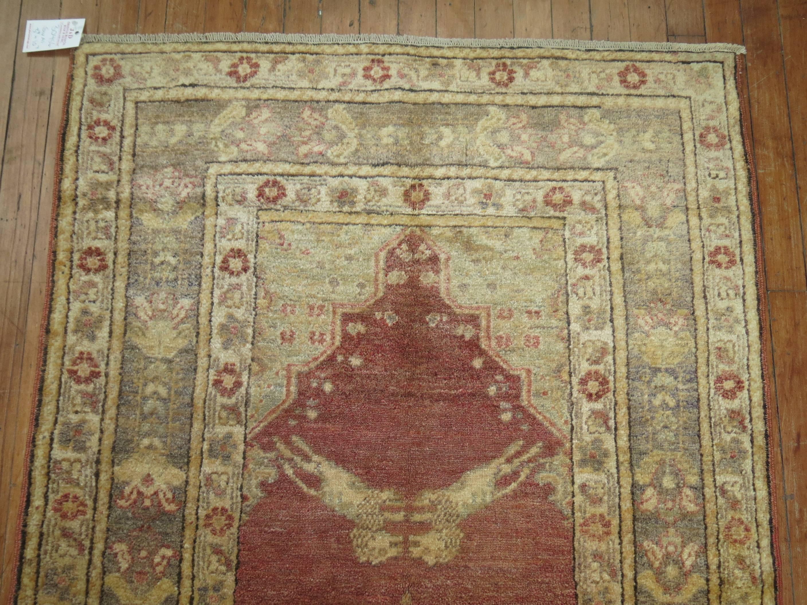 Expressionist Soft Red Turkish Lion Pictorial Runner For Sale