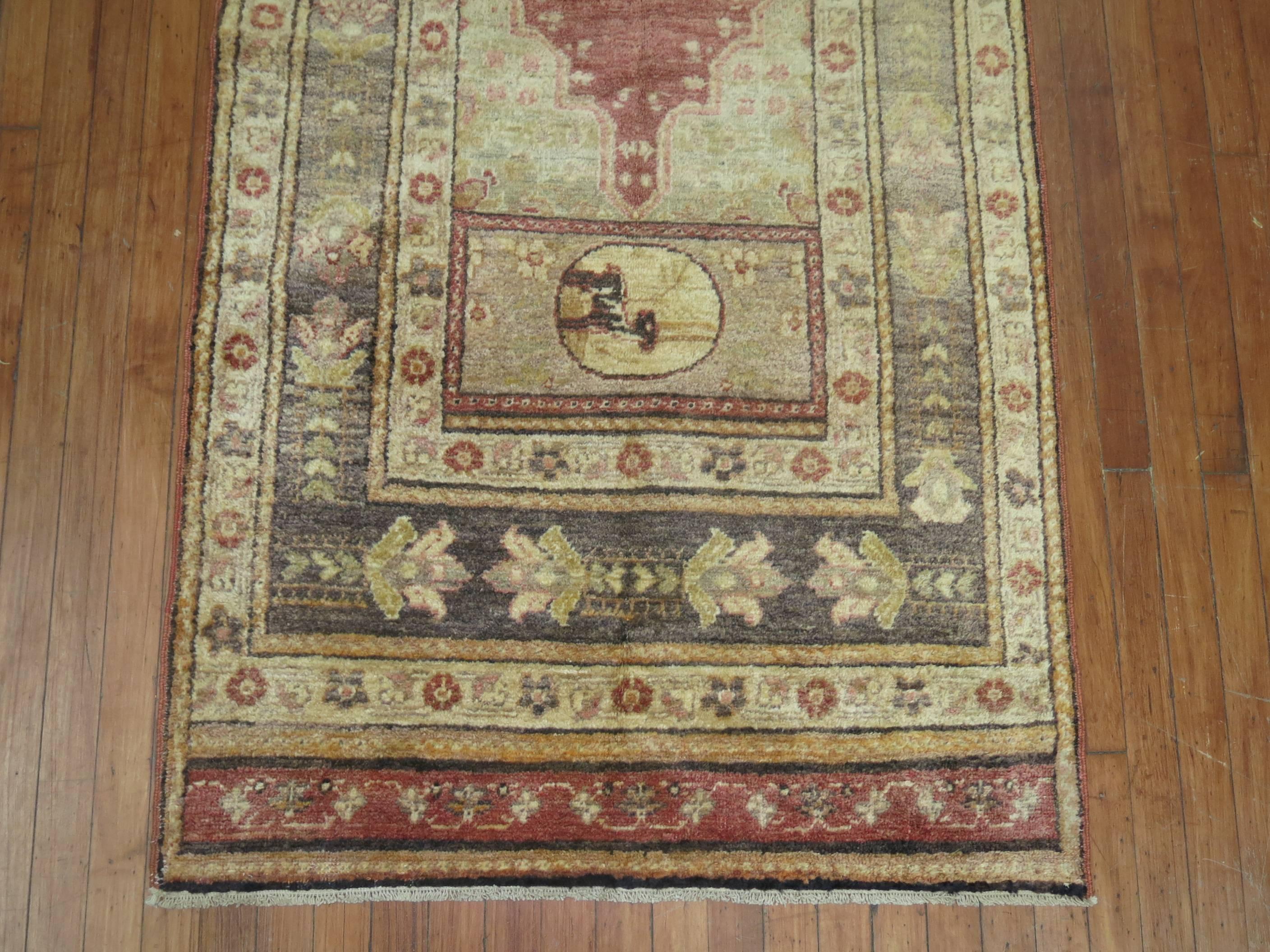 Wool Soft Red Turkish Lion Pictorial Runner For Sale