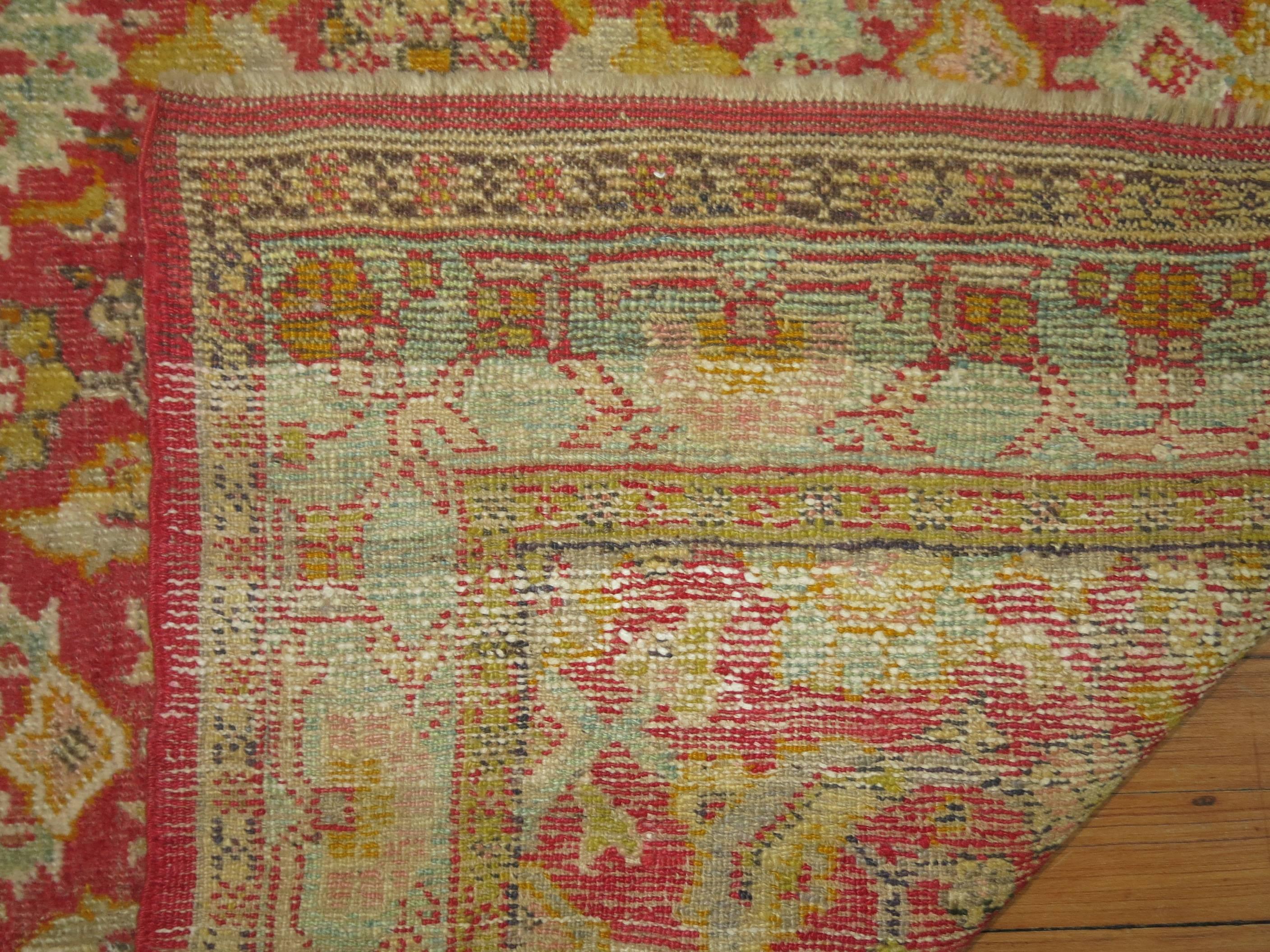 Hand-Knotted Zabihi Collection Antique Turkish Kula Carpet For Sale