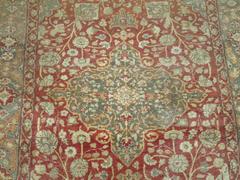 Rosy Red and Gray Antique Turkish Sivas Carpet
