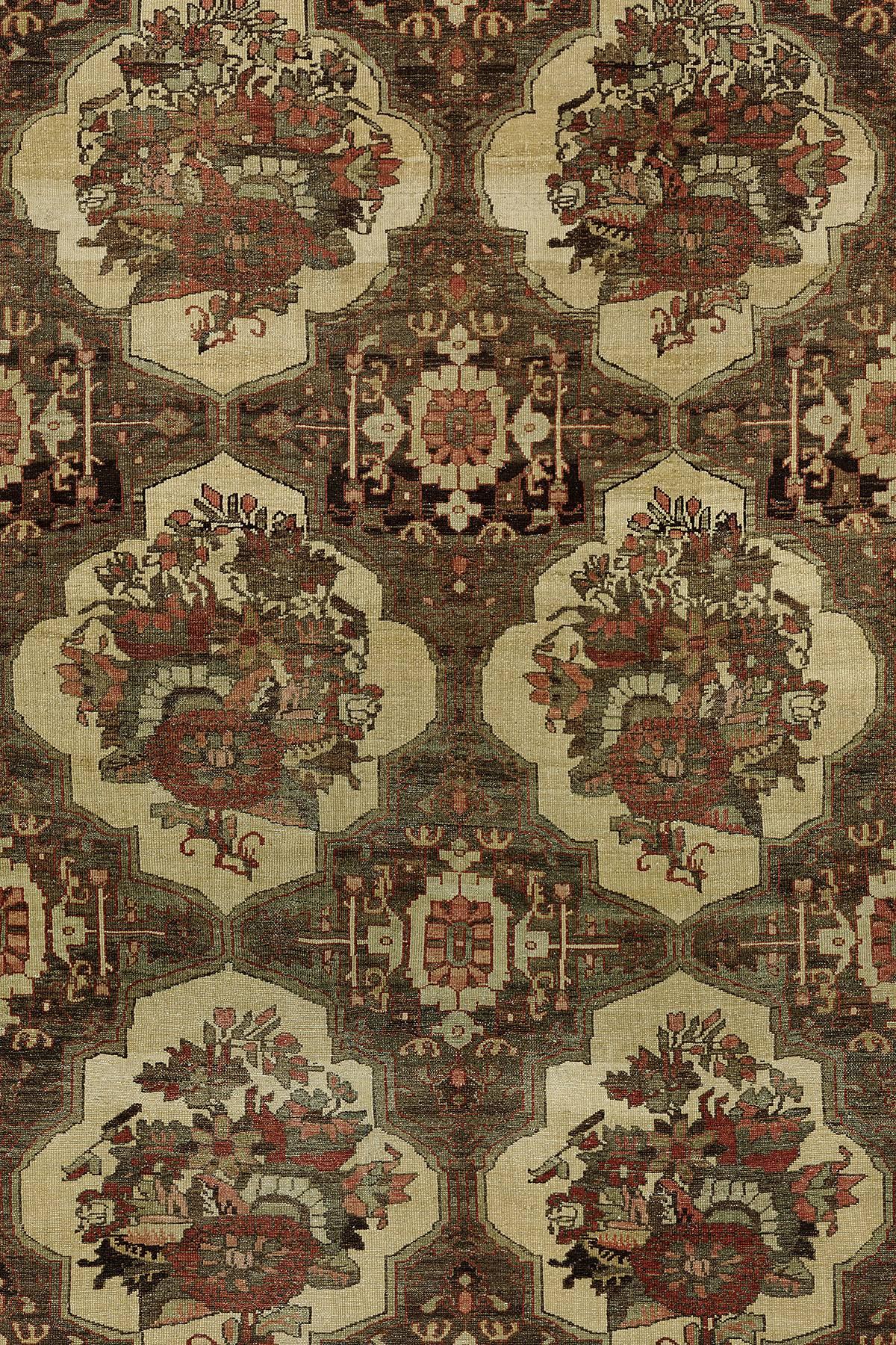 Hand-Knotted Antique Persian Bakhtiari Carpet