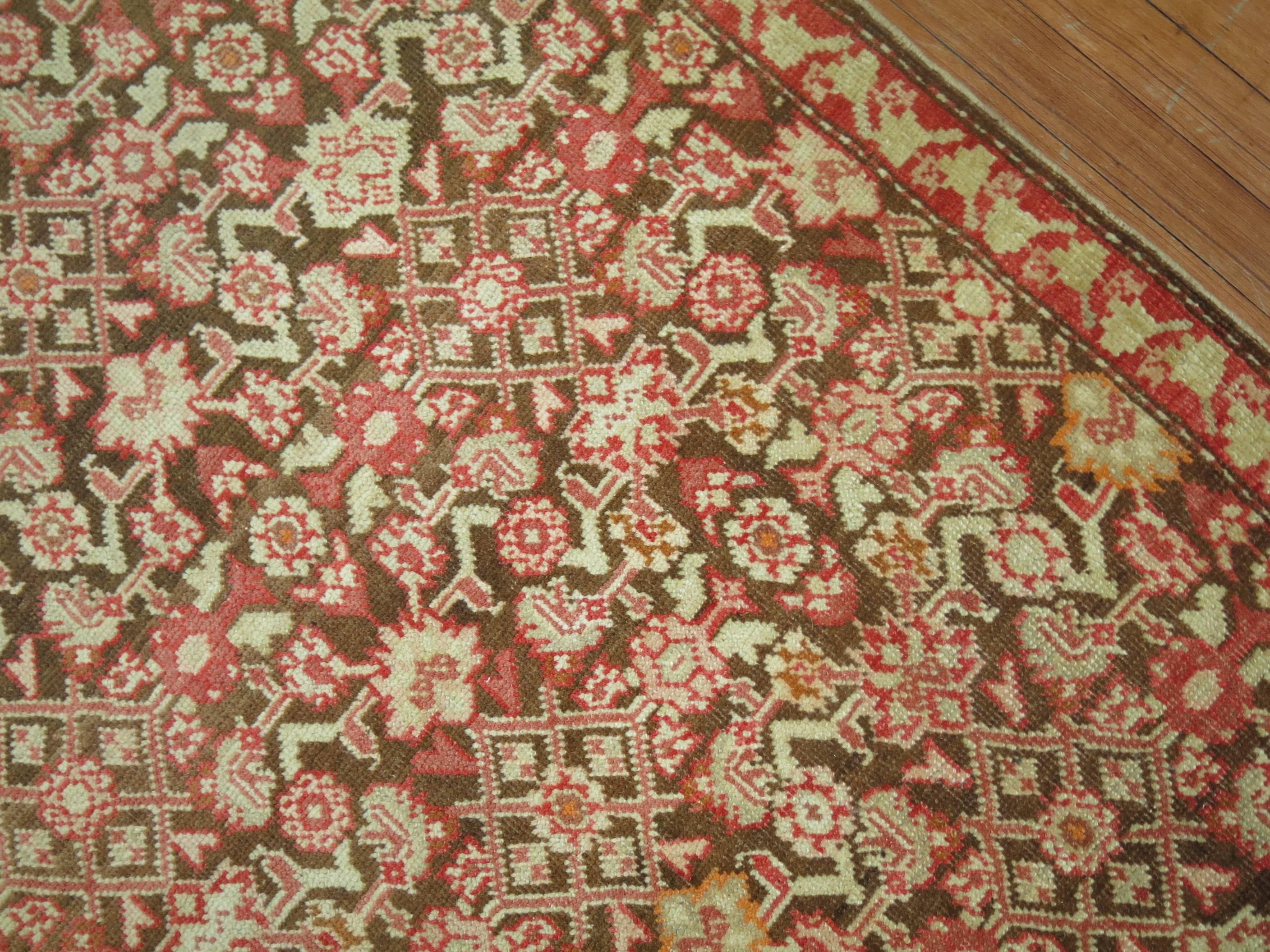 Brown Red Color Vintage 20th Century Runner In Good Condition For Sale In New York, NY