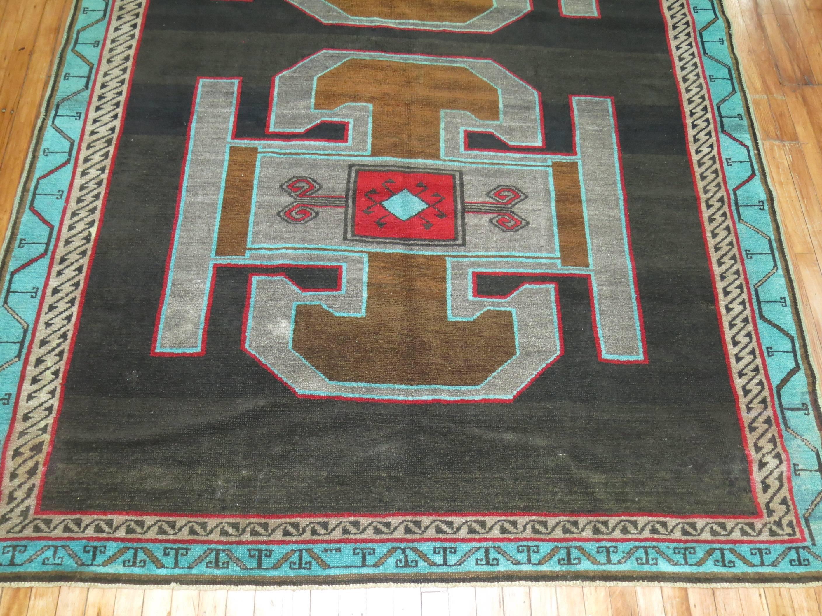 Wool Vintage Turkish Kars Gallery Carpet