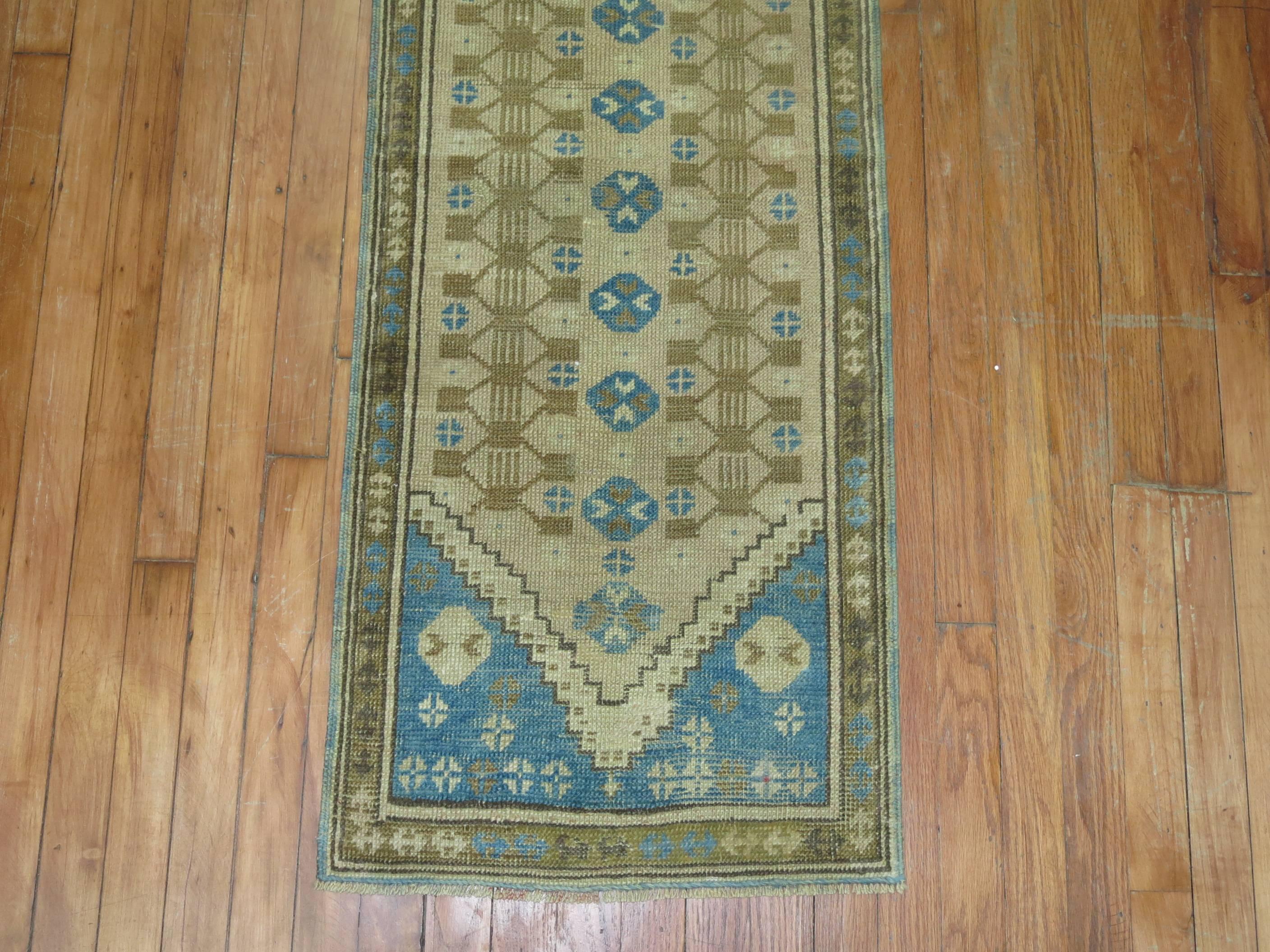 Hand-Knotted Narrow Vintage Turkish Runner