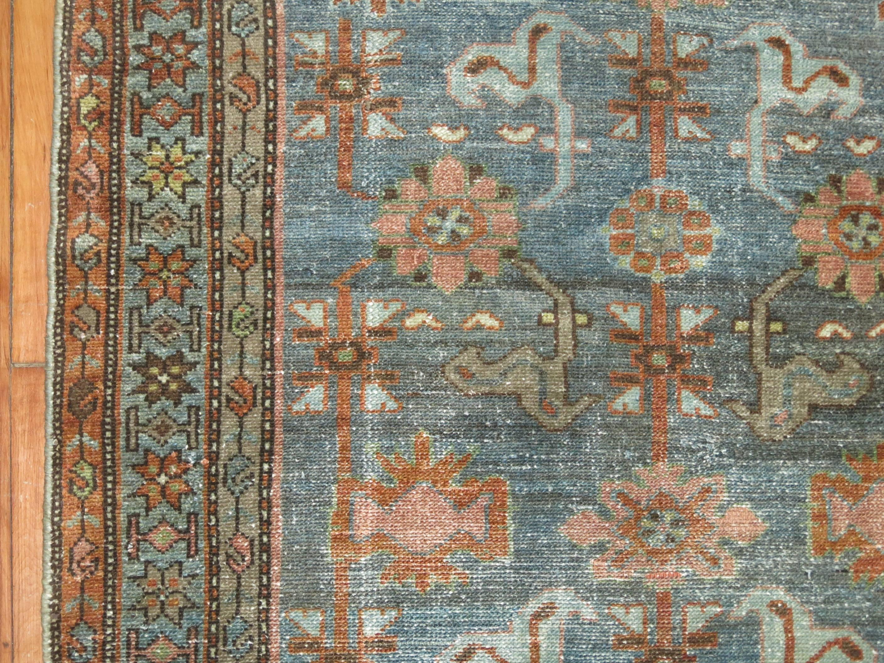 Blue Persian Malayer Rug In Excellent Condition In New York, NY
