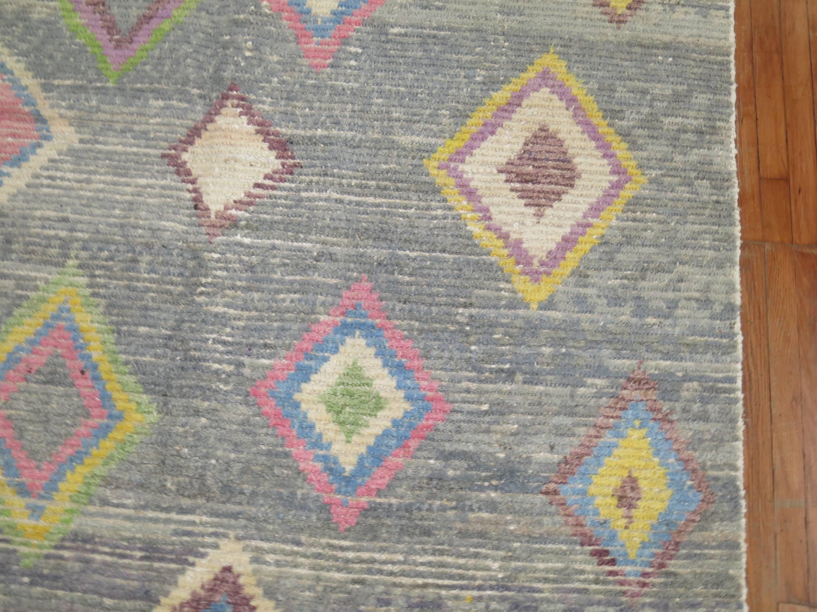 Organic Modern Zabihi Collection Vintage Inspired Turkish Tulu Rug For Sale