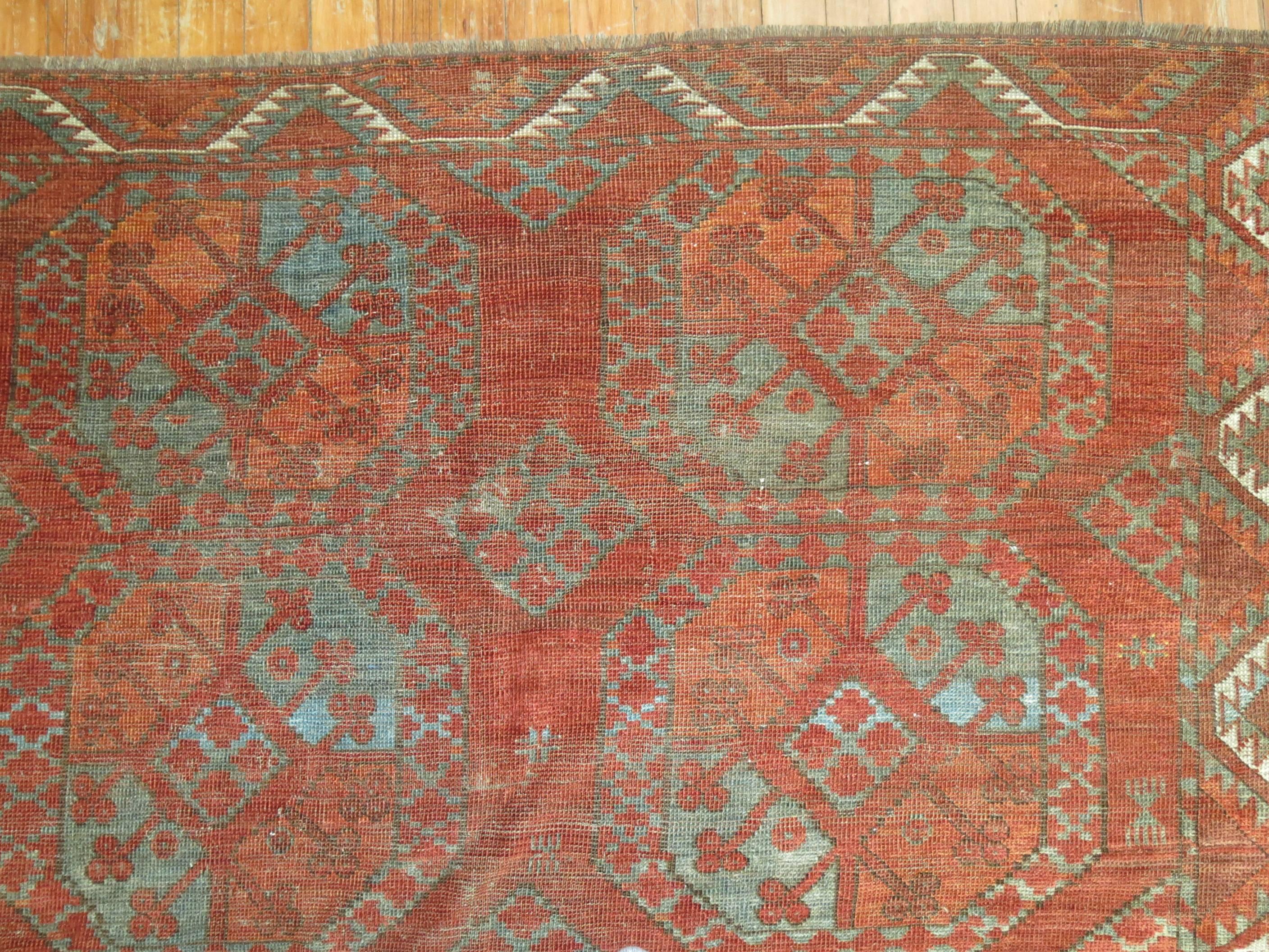 Brauner antiker Ersari-Teppich mit Stammesmotiven (Wolle) im Angebot