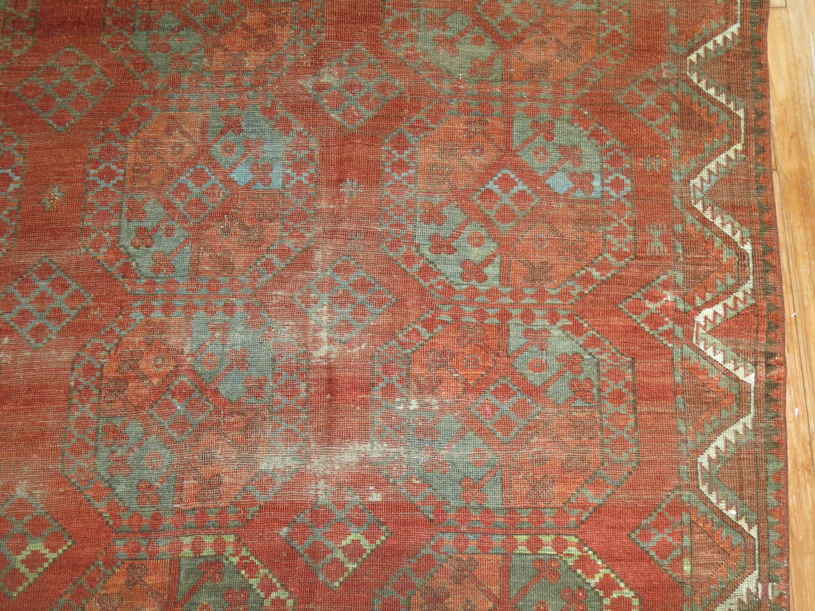 Brauner antiker Ersari-Teppich mit Stammesmotiven (Turkmenisch) im Angebot