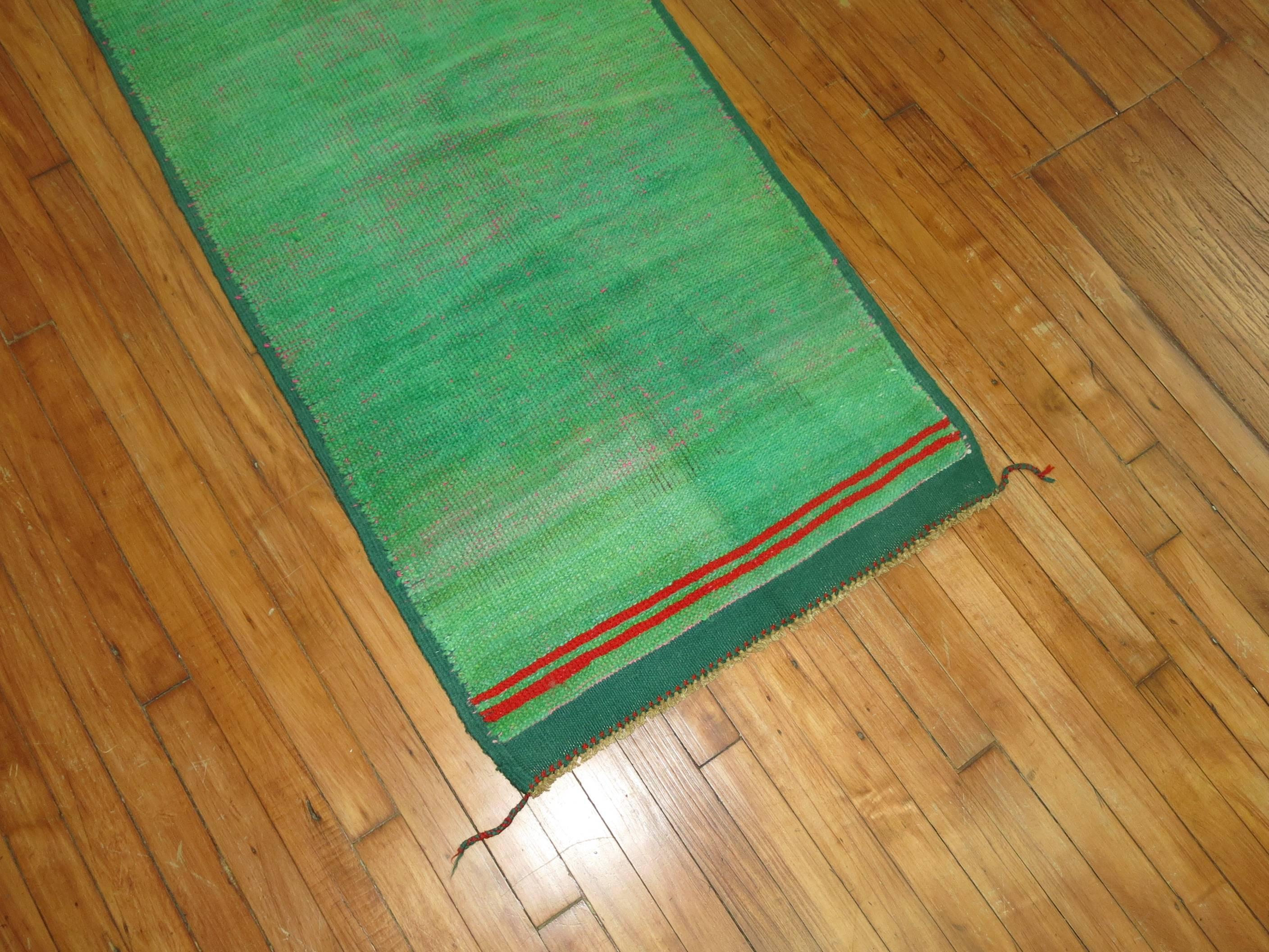 Turkish Zabihi Collection Green Vintage Anatolian Carpet For Sale