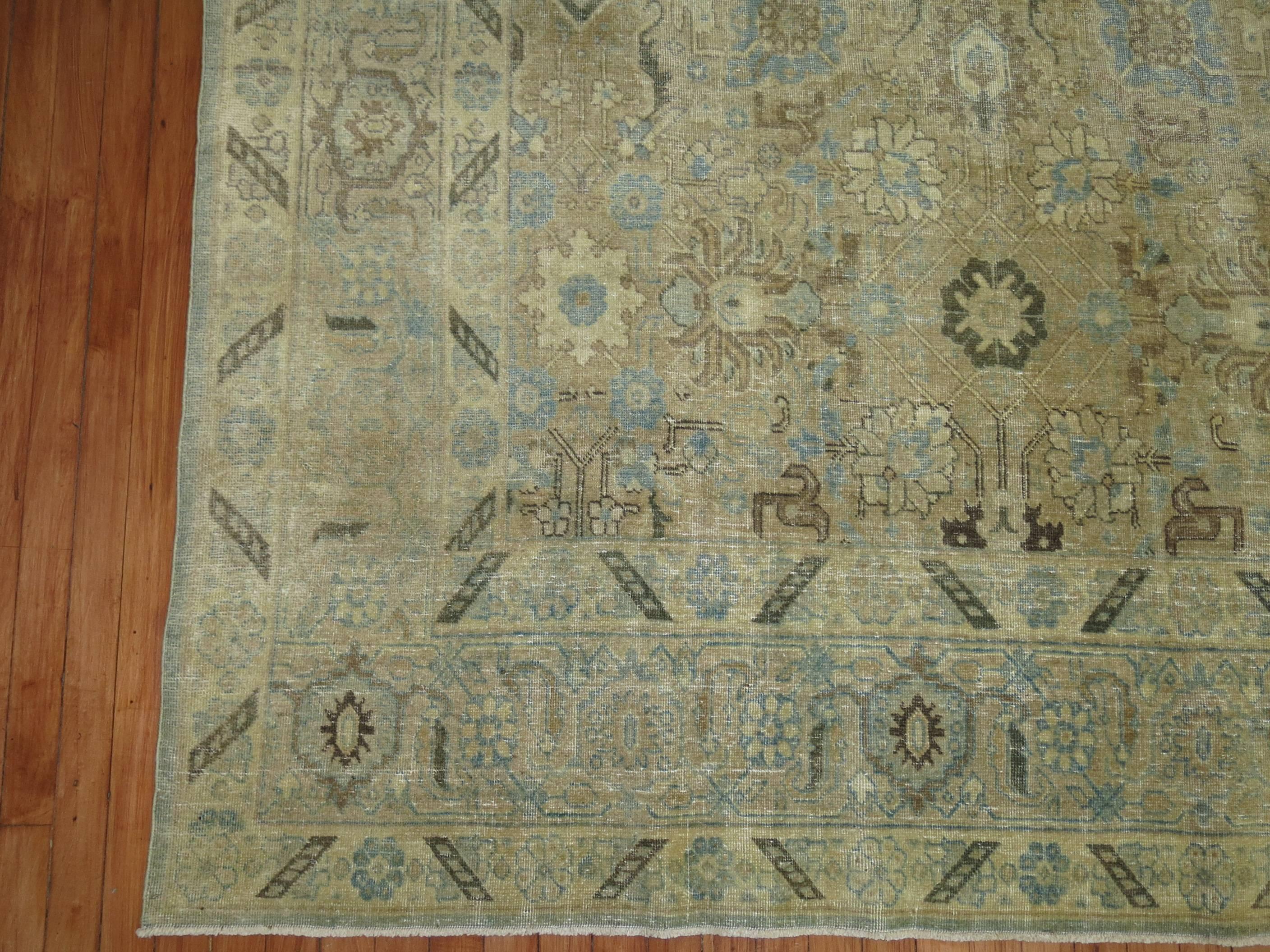 Malayer 20th Persian Tabriz Room Size 8 x 10 Rug in Brown Blue