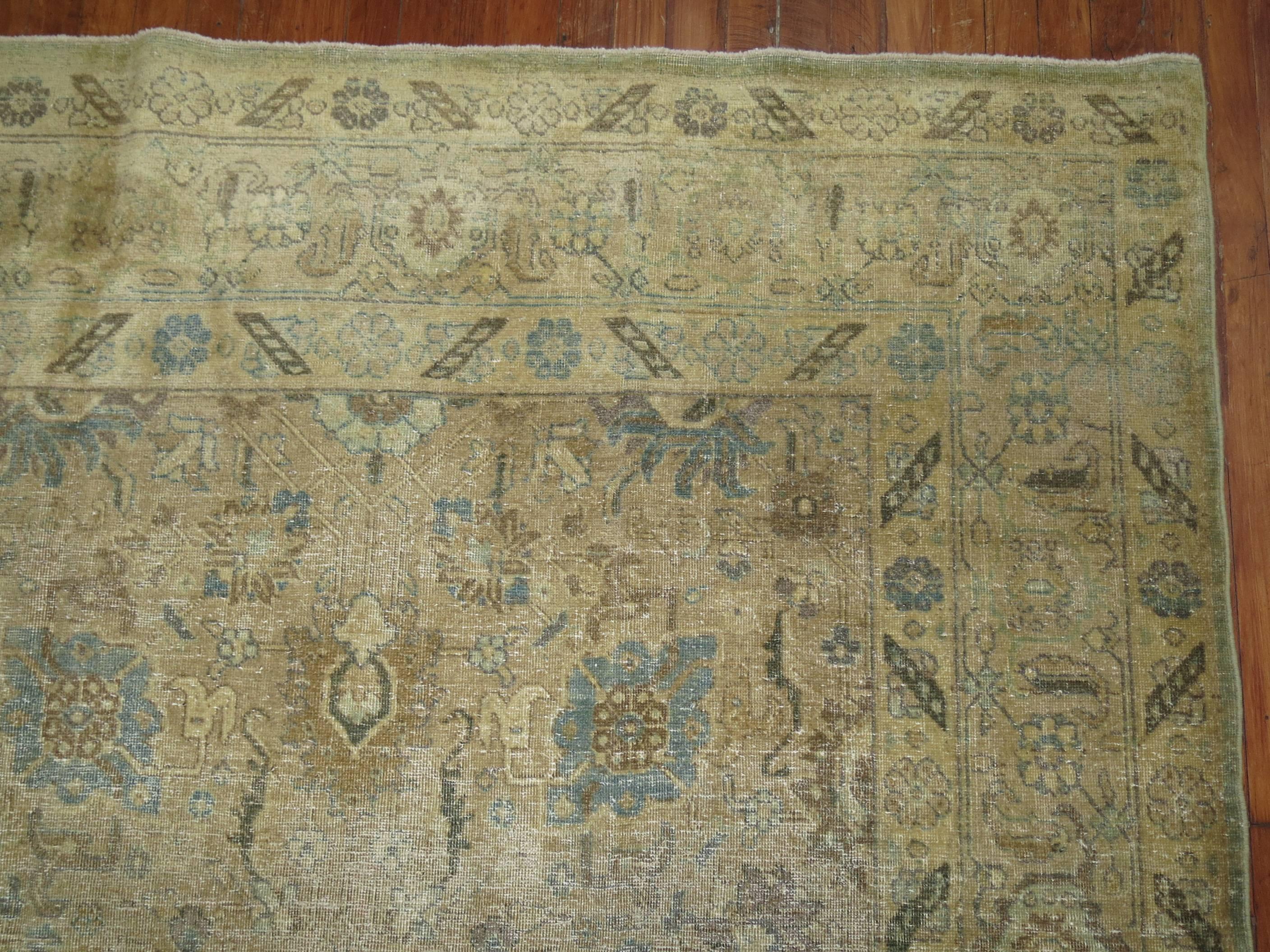 20th Persian Tabriz Room Size 8 x 10 Rug in Brown Blue 2