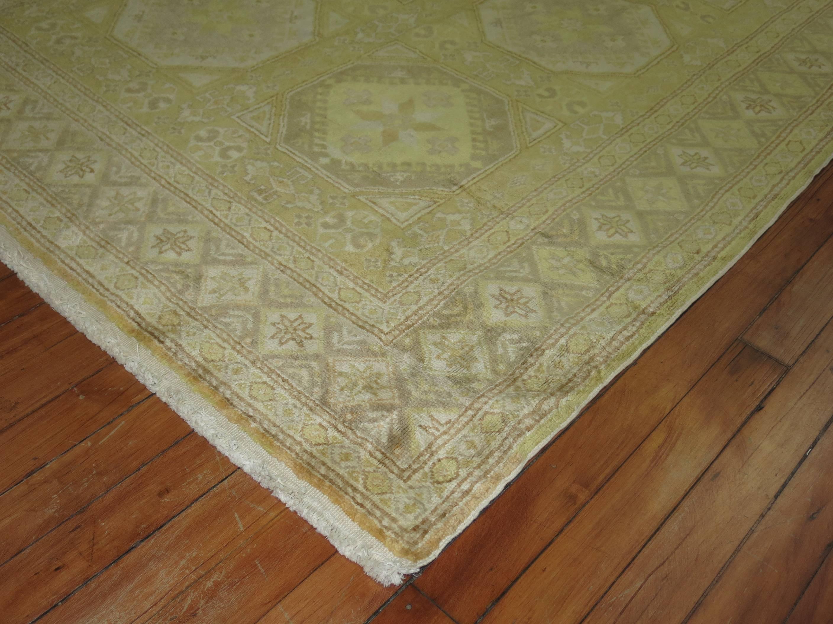 Hand-Knotted Gold Turkish Silk Rug For Sale
