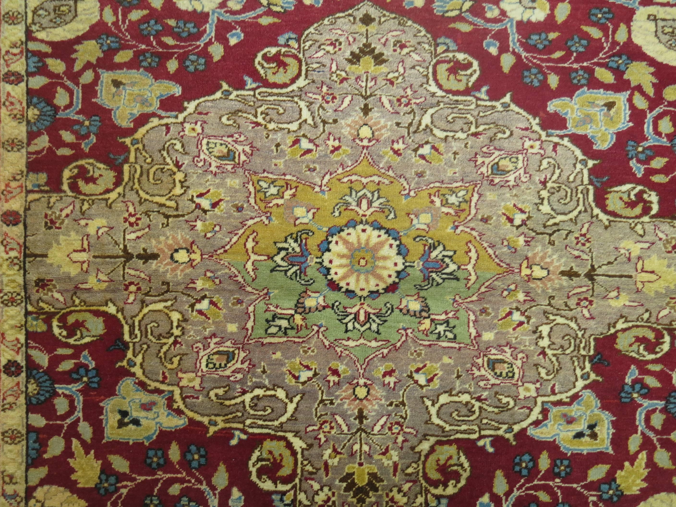 Hand-Knotted Antique Turkish Sivas Square Size Throw Scatter Rug For Sale