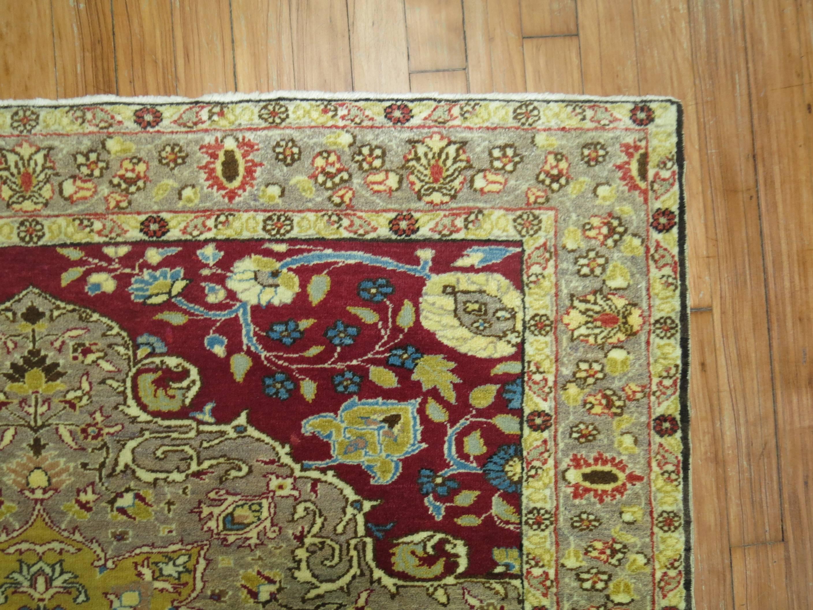 Agra Antique Turkish Sivas Square Size Throw Scatter Rug For Sale