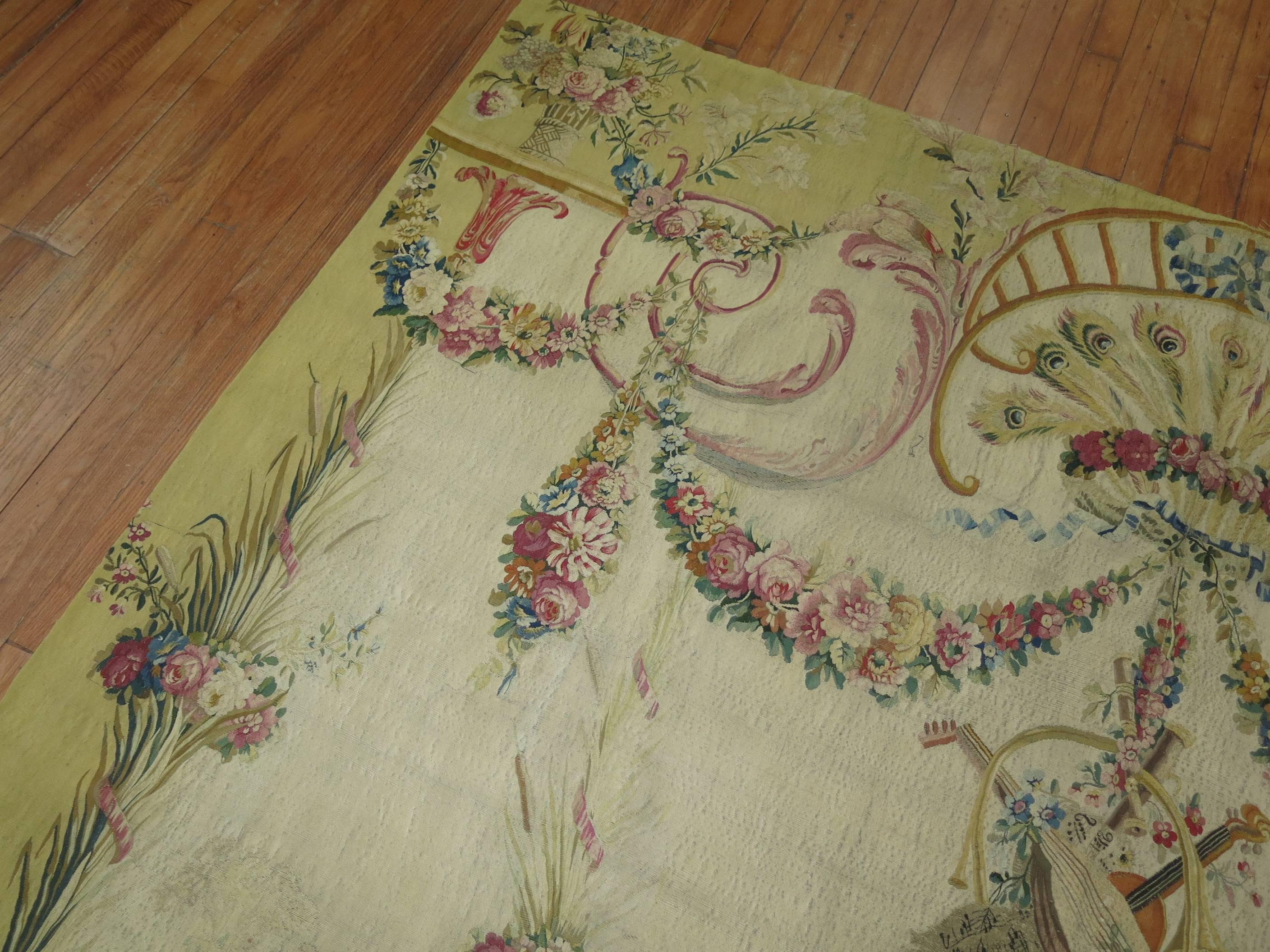 Swans Ducks 18th Century Aubusson French Tapestry Panel In Good Condition For Sale In New York, NY