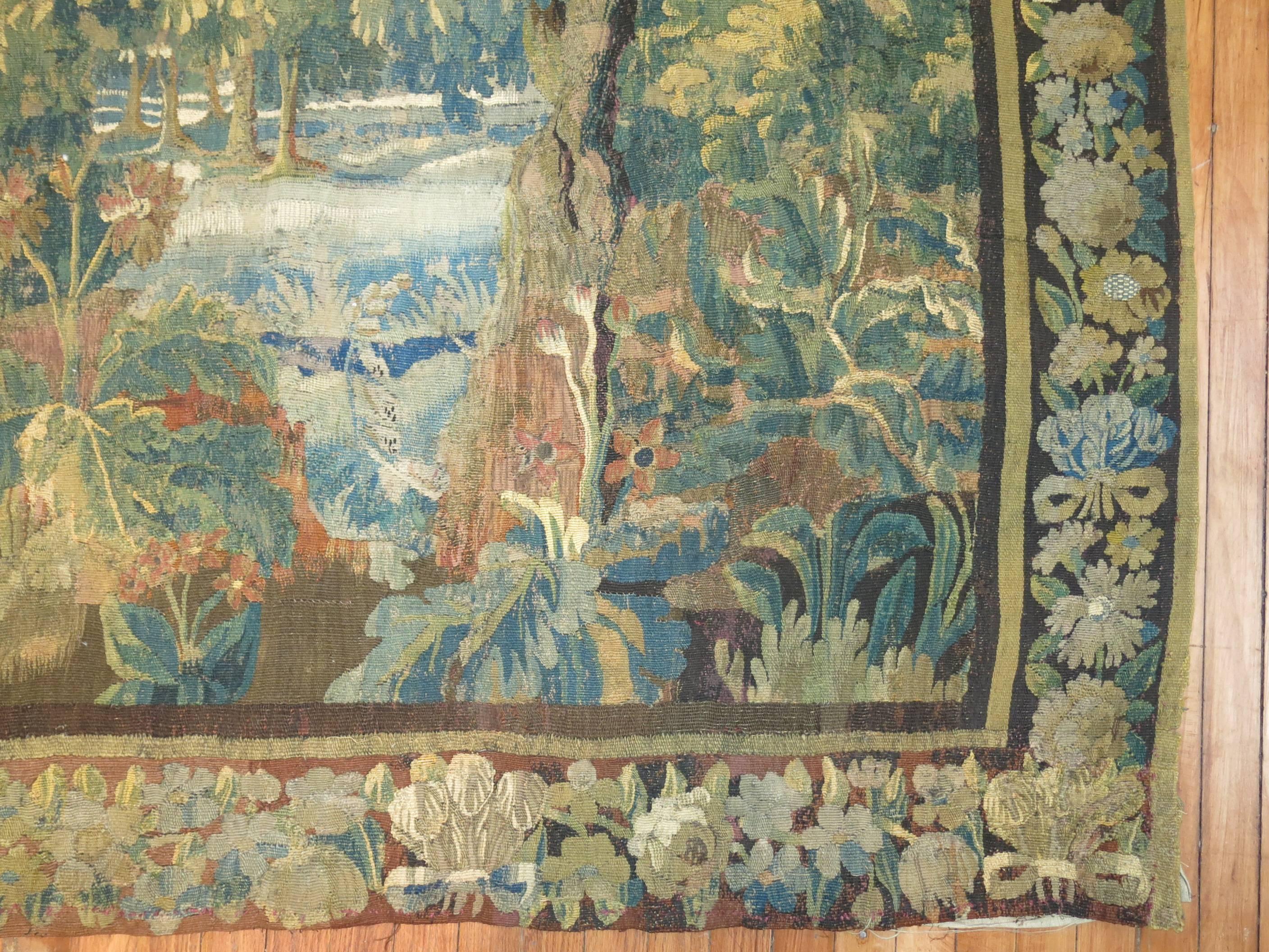 Vienna Secession Antique Flemish Verdure Tapestry