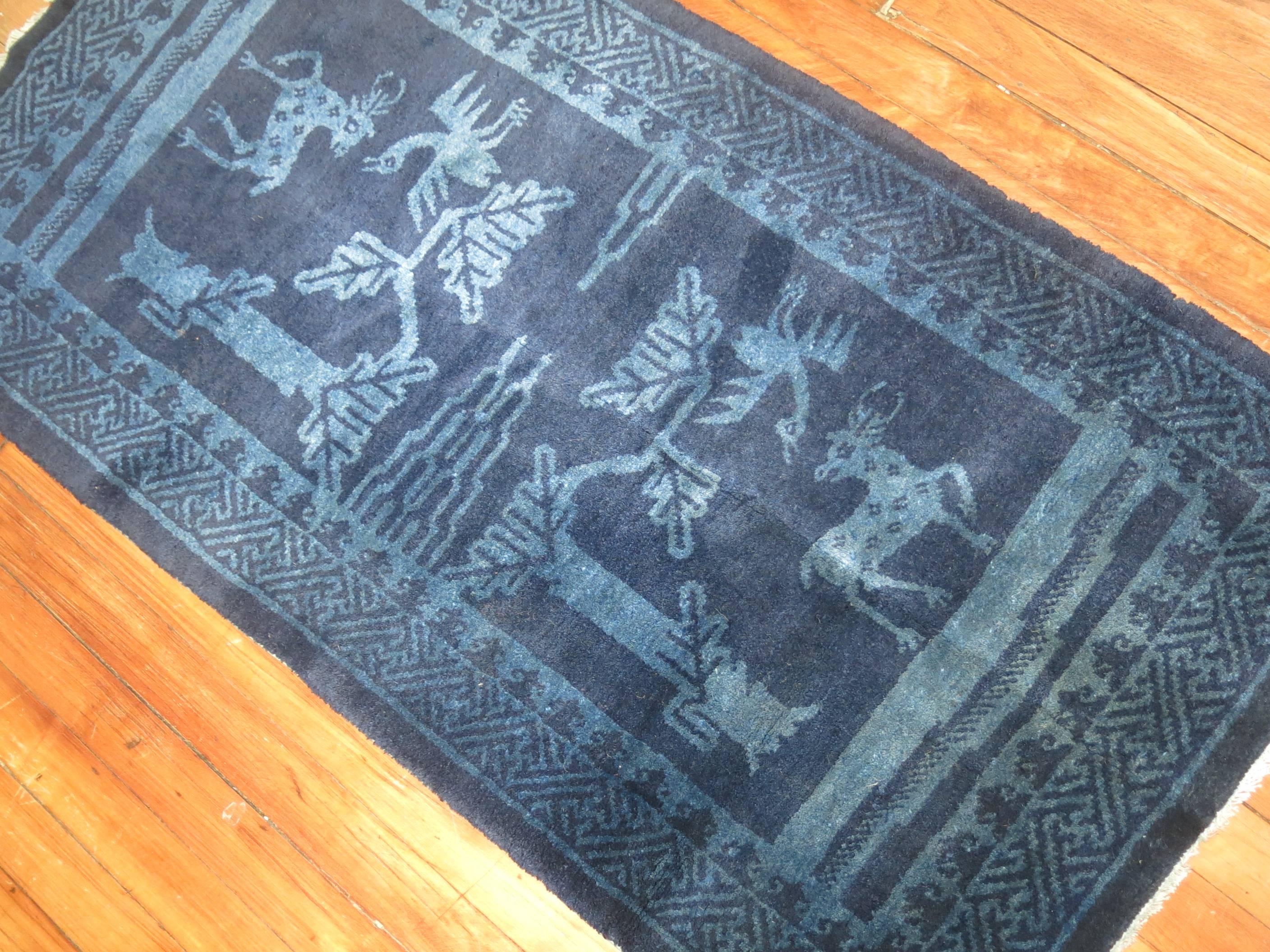 Hand-Woven Chinese Peking Pictorial Carpet