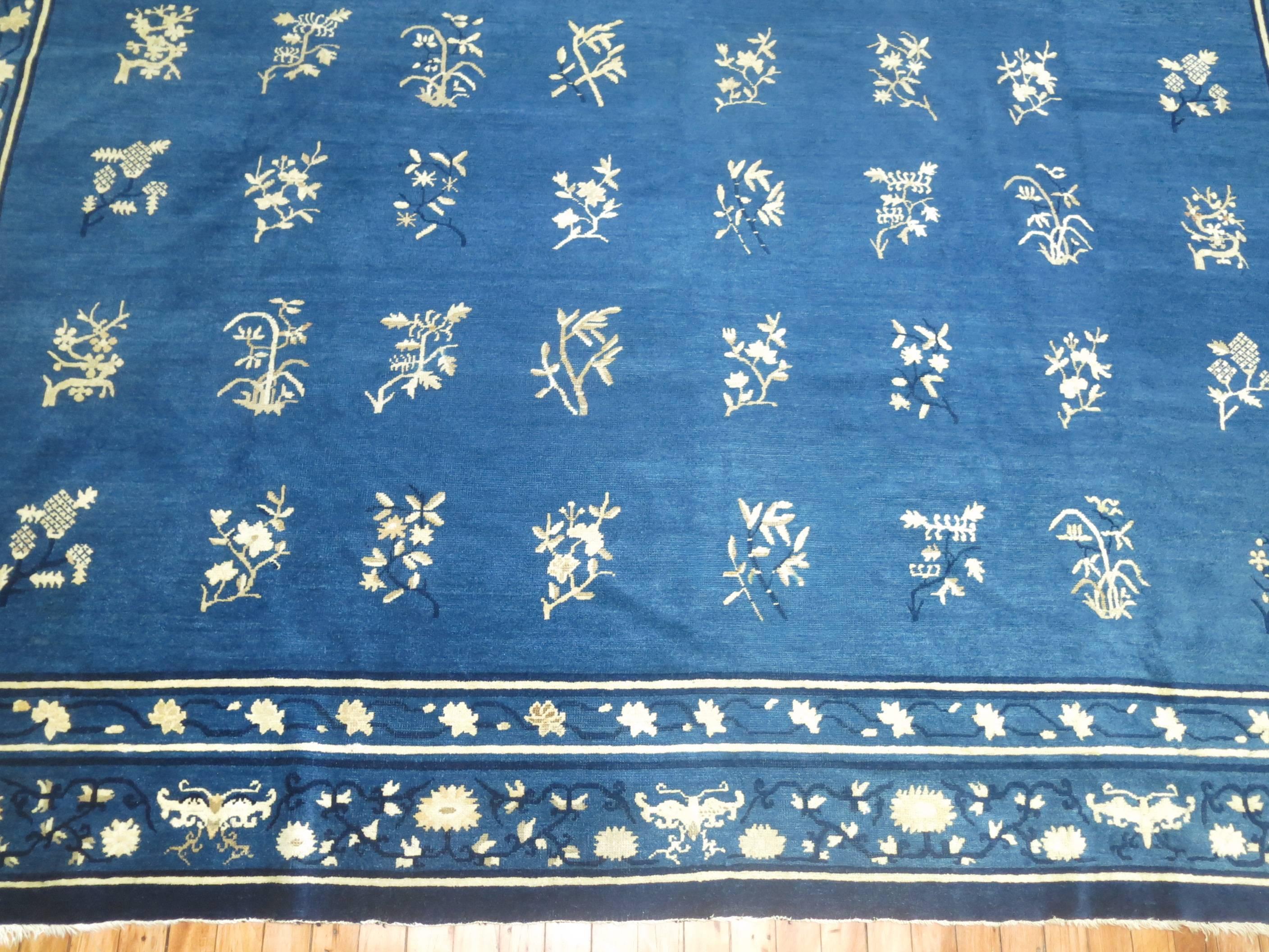 20th Century Blue Antique Chinese Peking Room Size Carpet