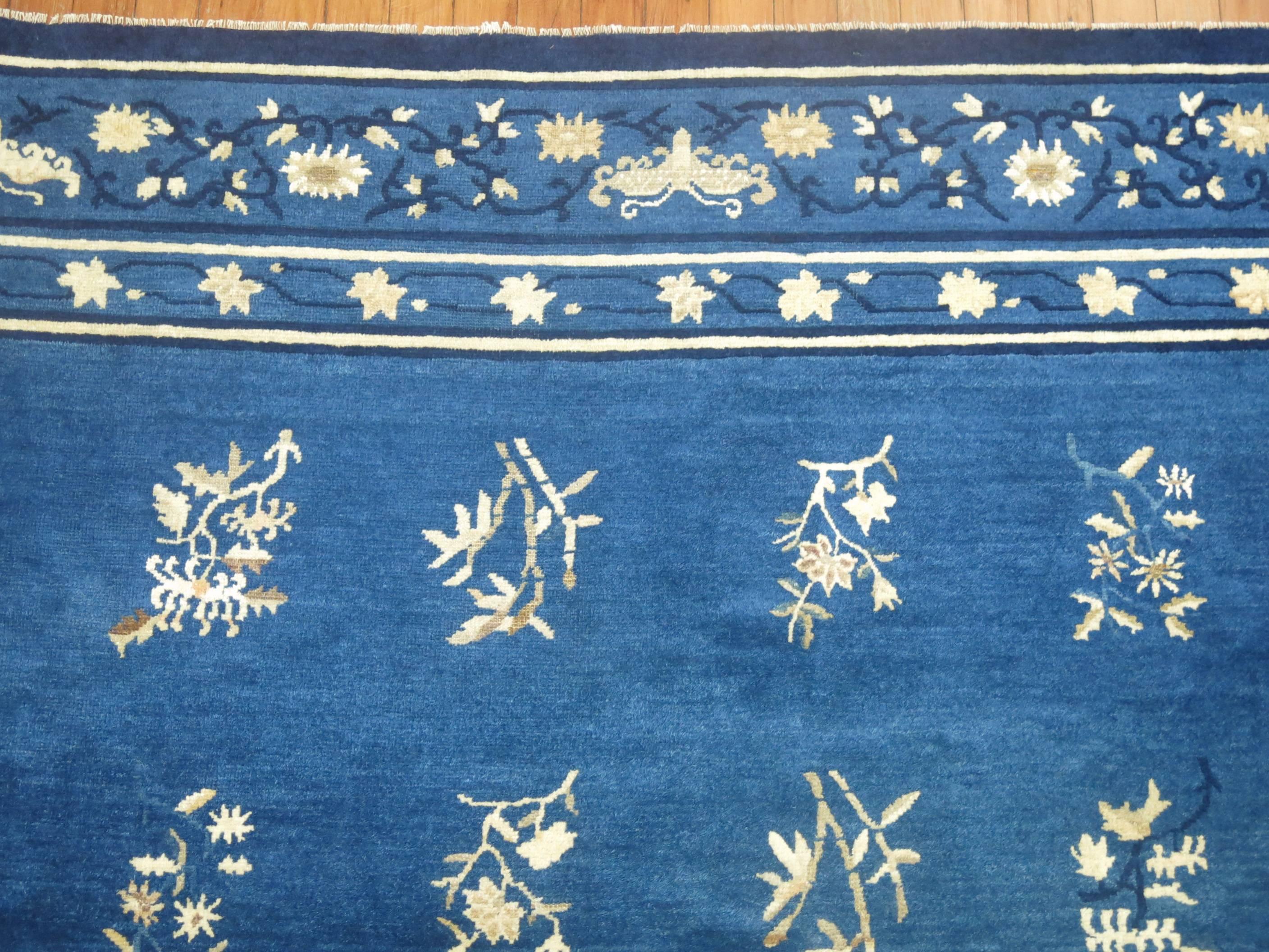 Blue Antique Chinese Peking Room Size Carpet 1