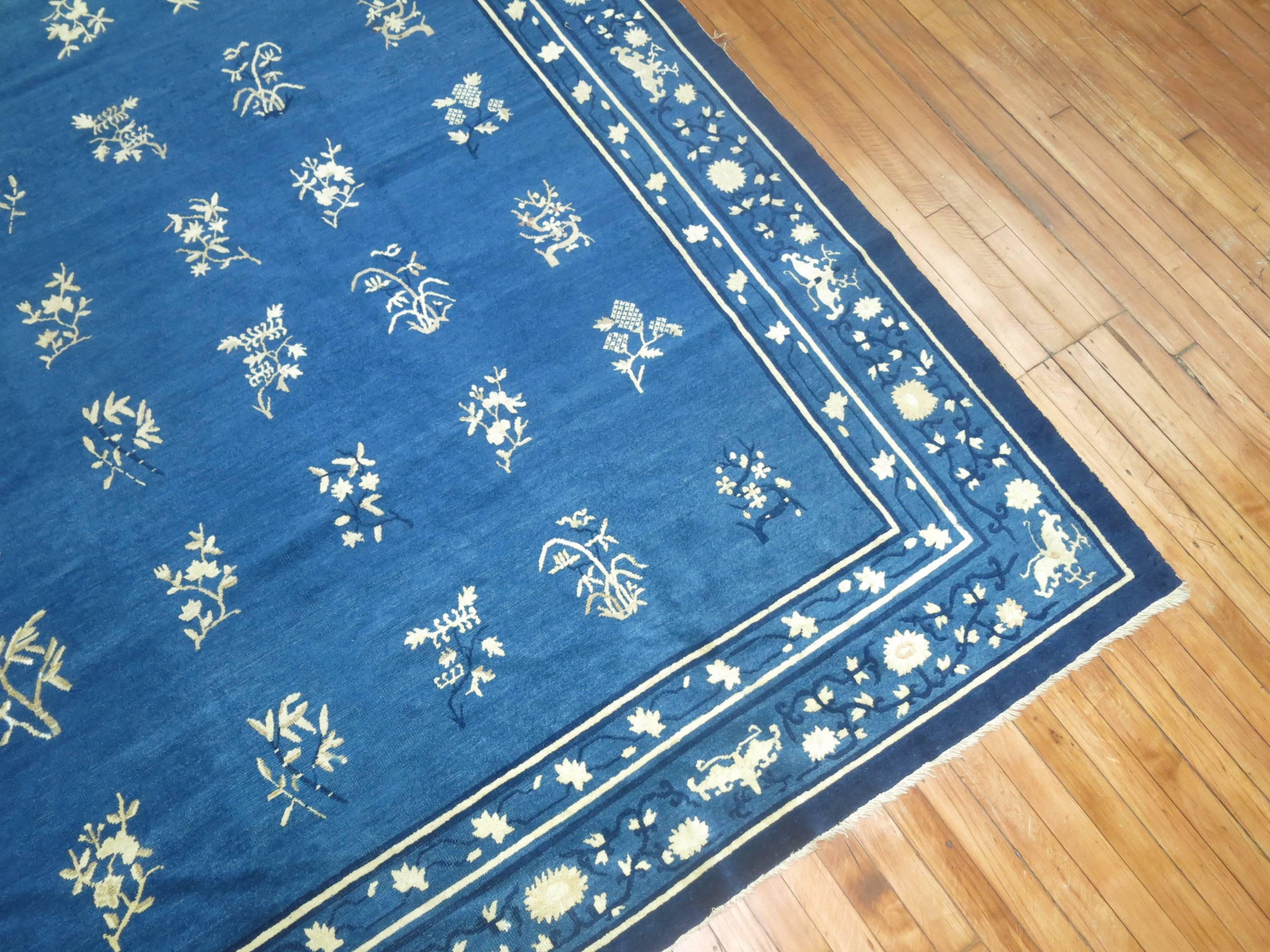 Blue Antique Chinese Peking Room Size Carpet 3