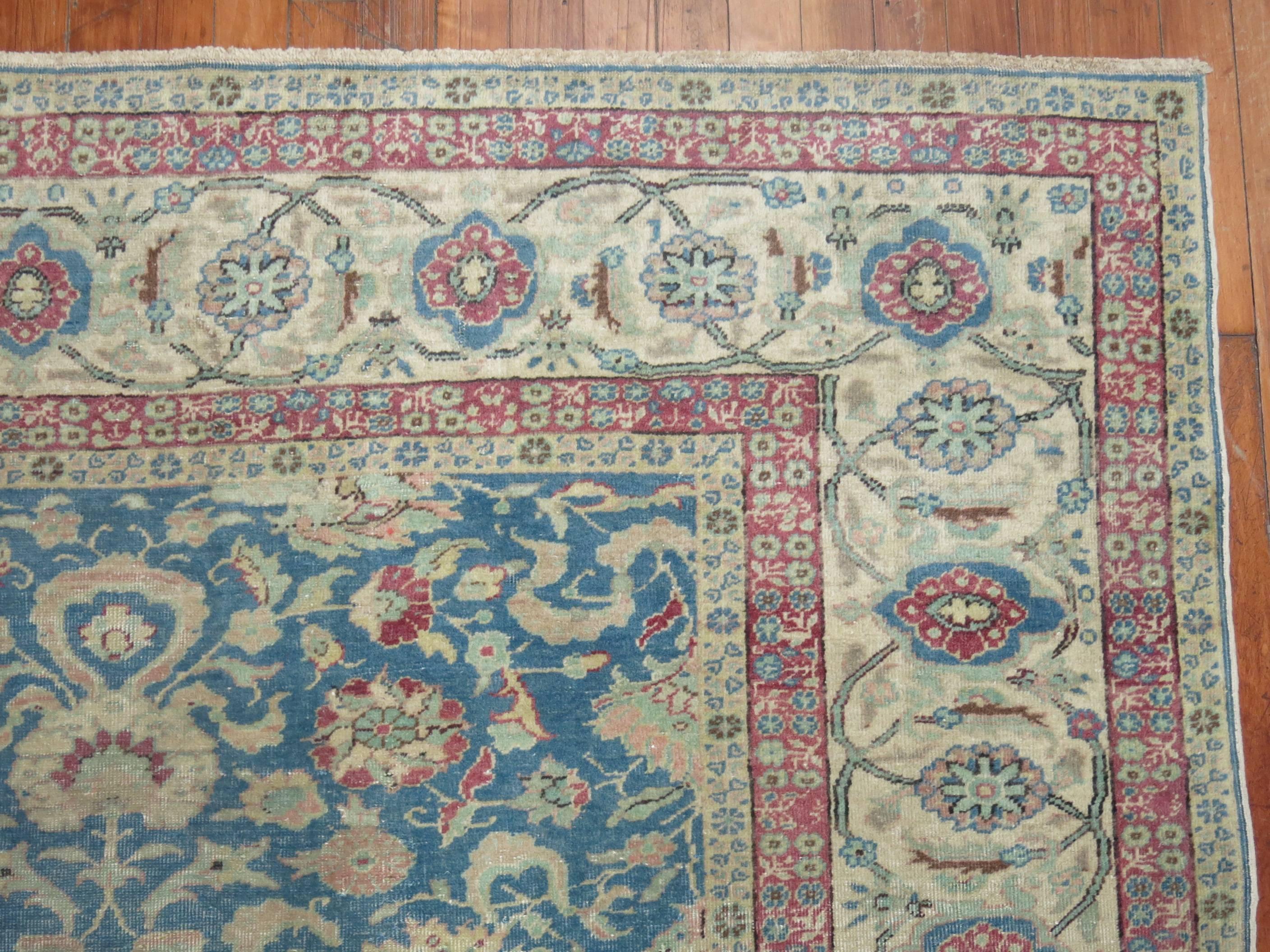 Blue Turkish Sivas Carpet In Excellent Condition For Sale In New York, NY