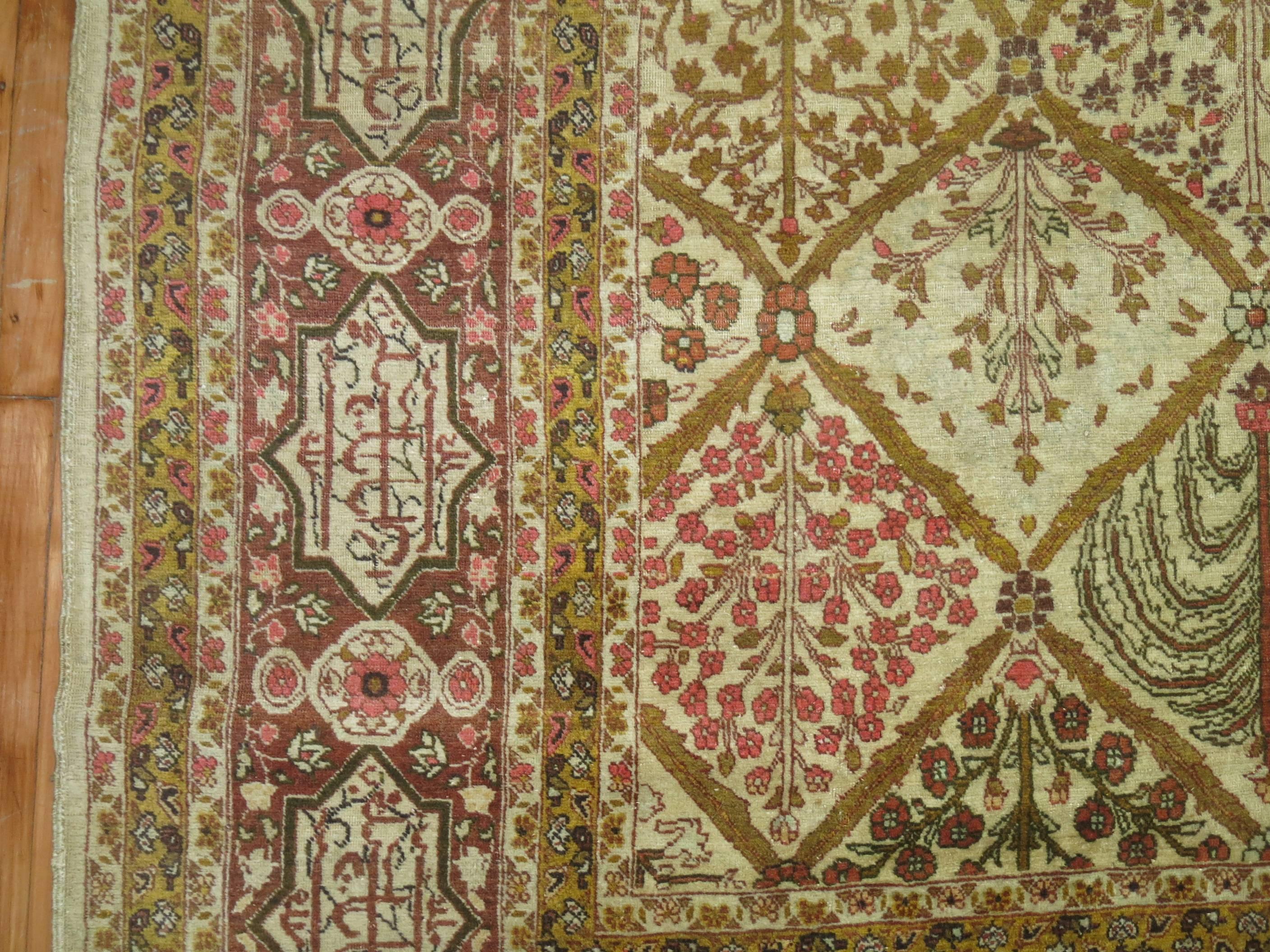 Stunning Garden Persian Tabriz Love Poem Room Size Carpet In Good Condition For Sale In New York, NY