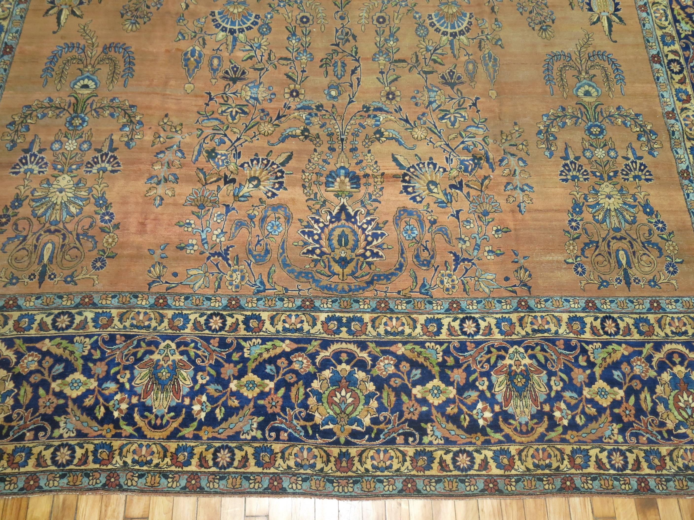 Antique Persian Yazd Carpet In Good Condition For Sale In New York, NY