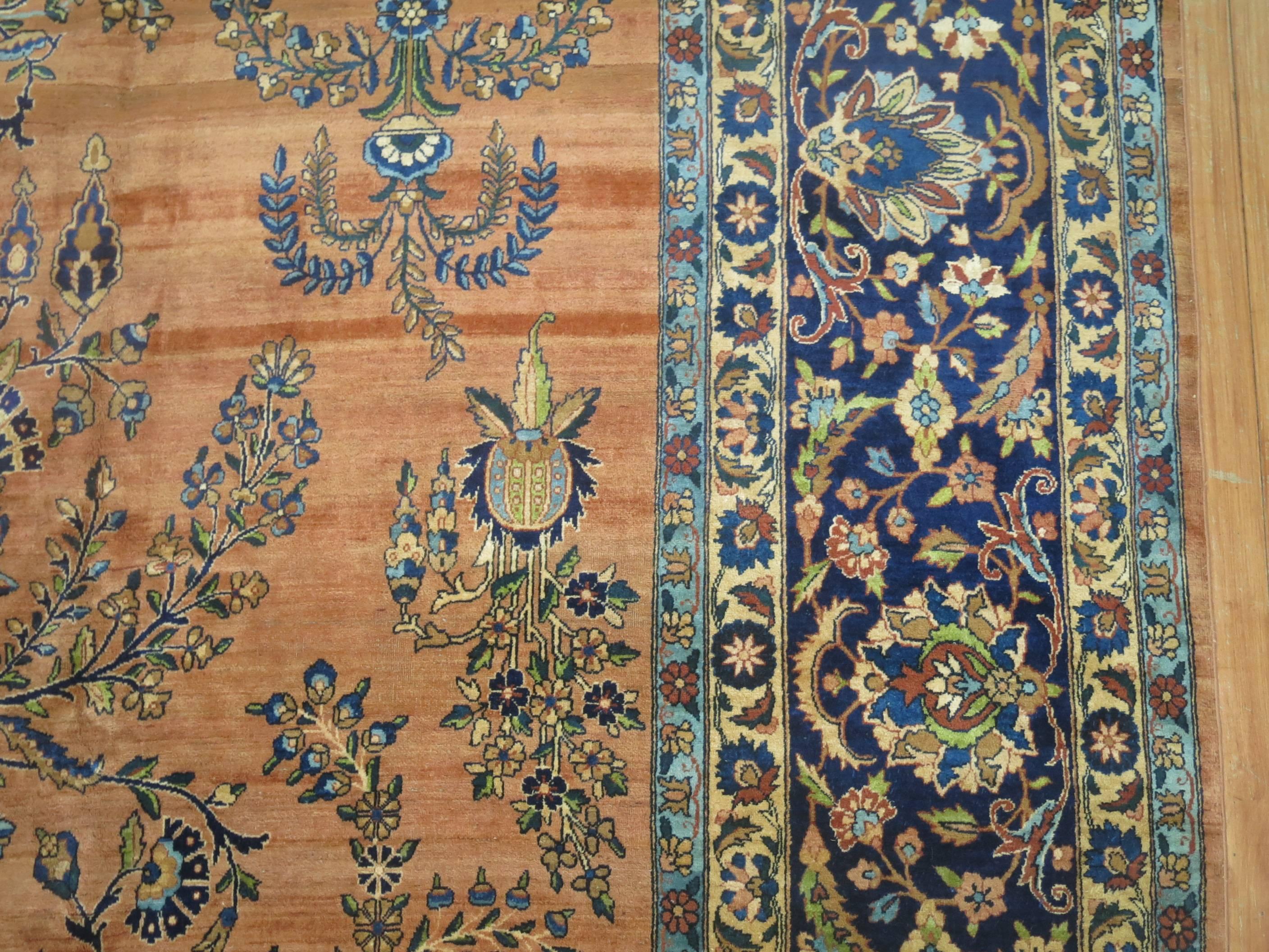 20th Century Antique Persian Yazd Carpet For Sale